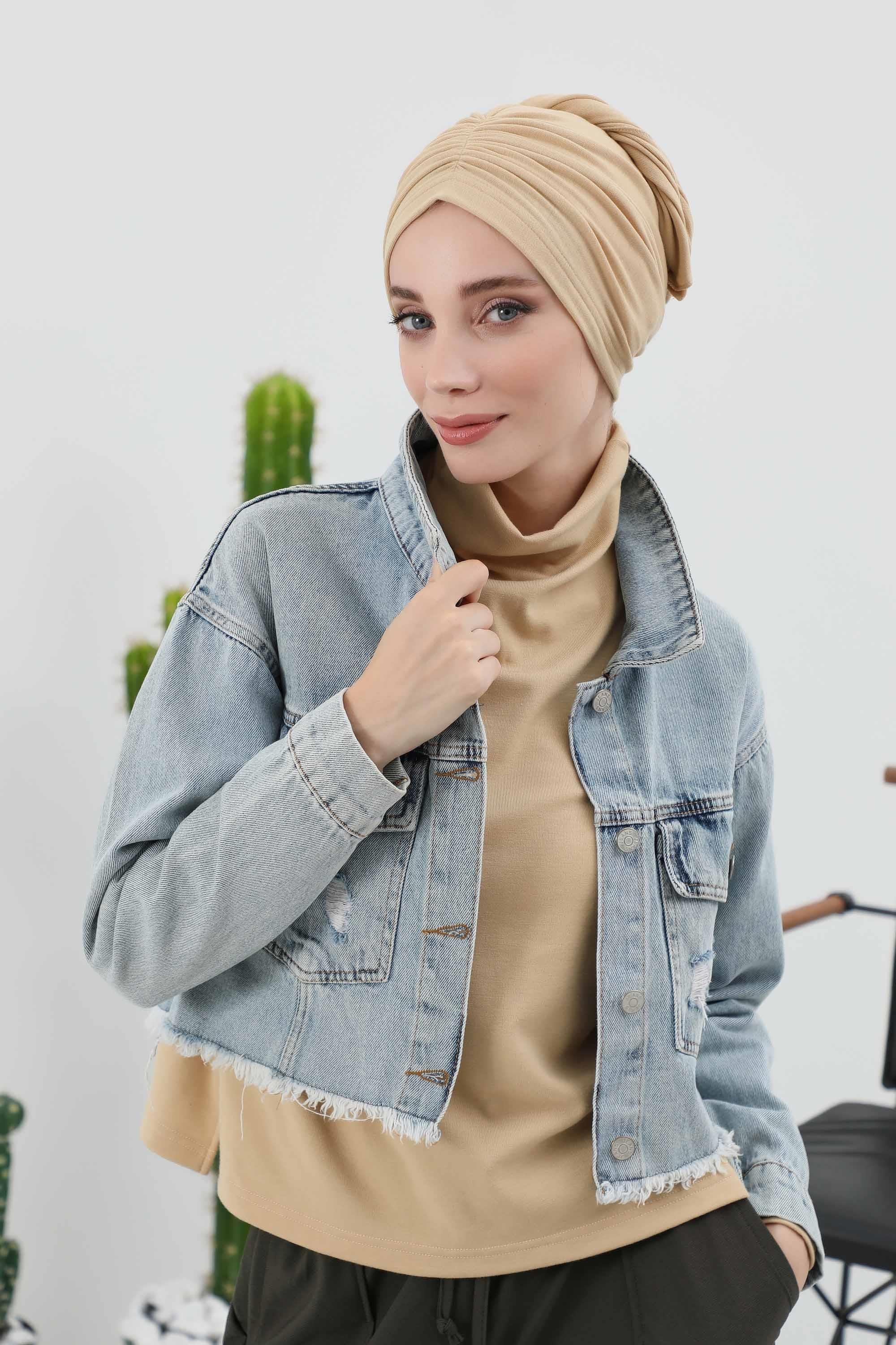 Fularlı Bone Türban,B-81RB
