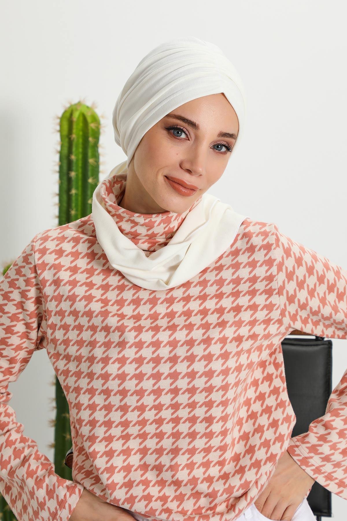 Fularlı Bone Türban,B-81RB