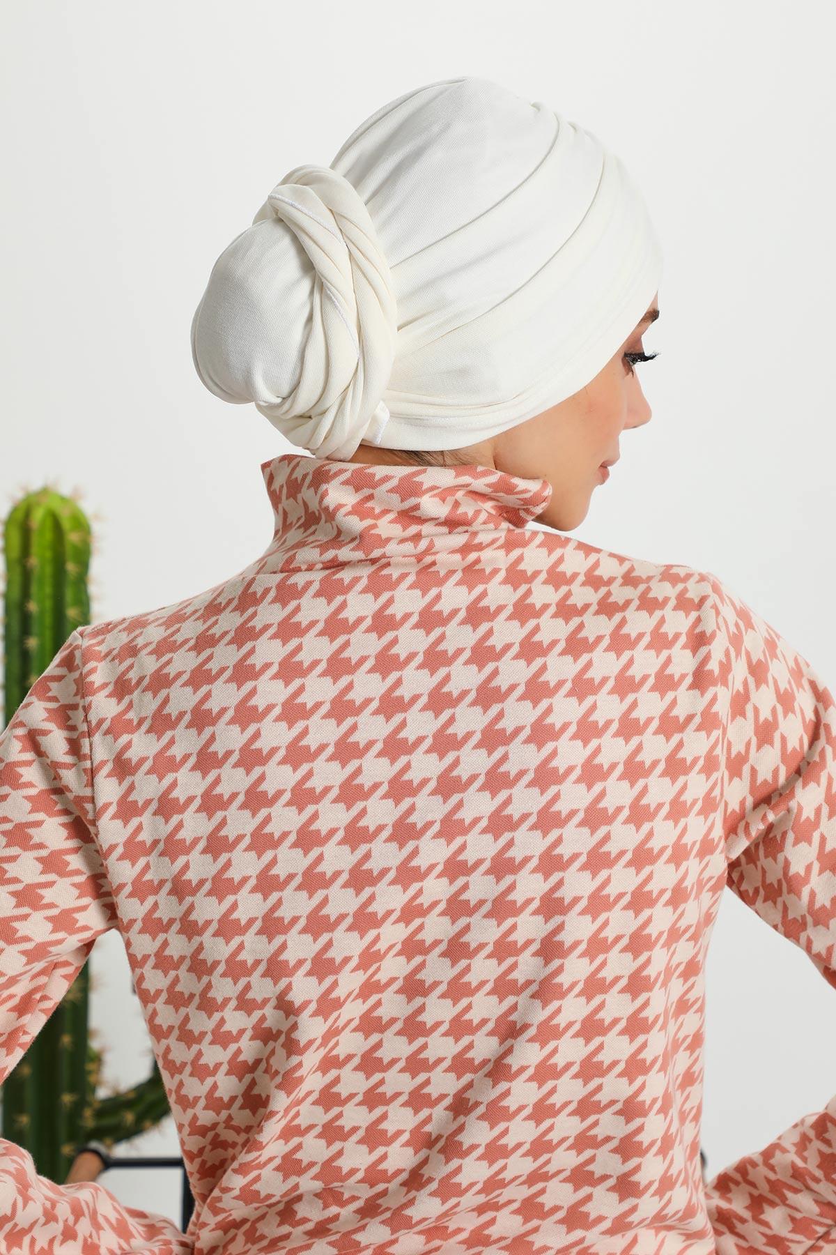 Fularlı Bone Türban,B-81RB