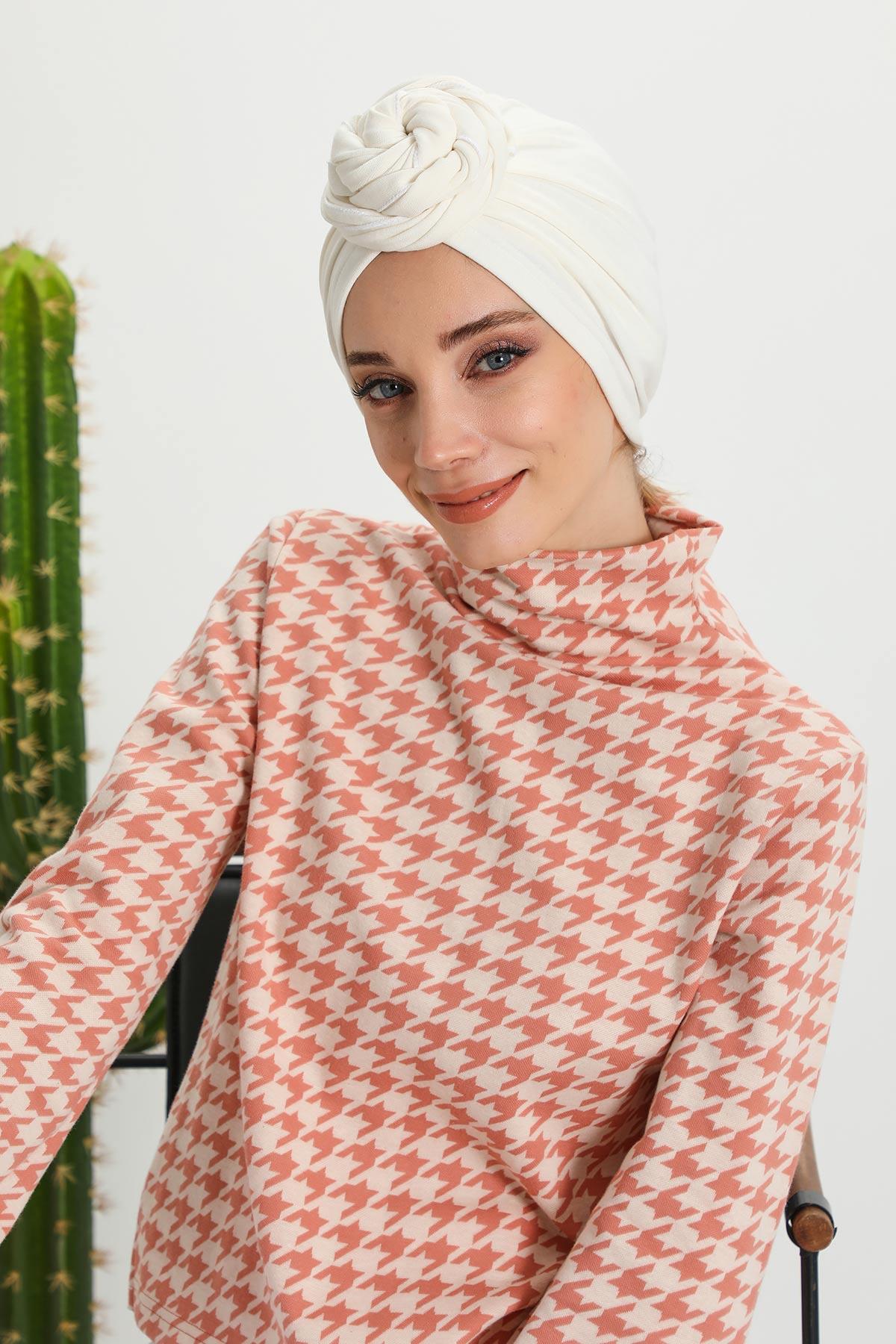 Fularlı Bone Türban,B-81RB