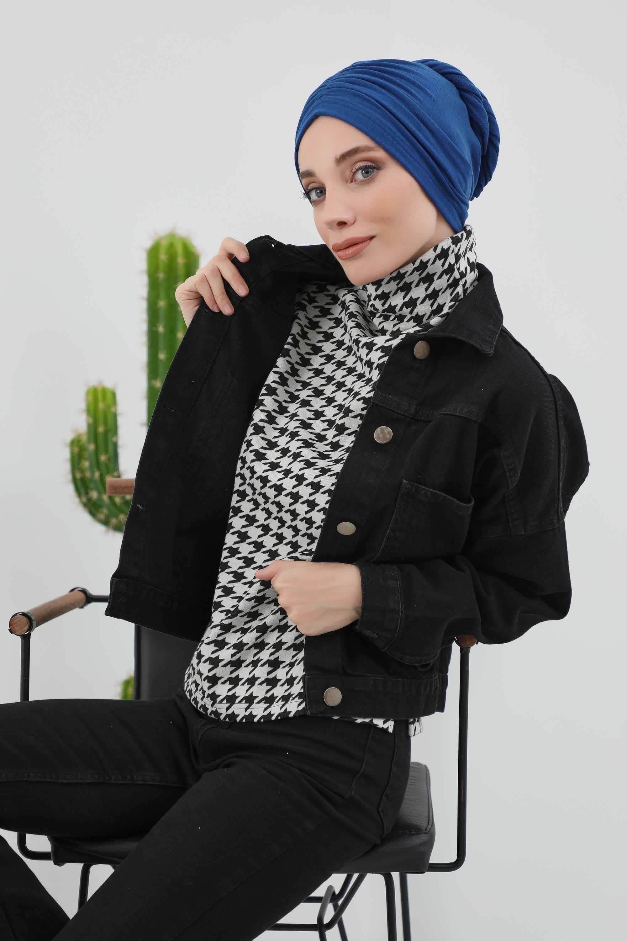 Fularlı Bone Türban,B-81RB