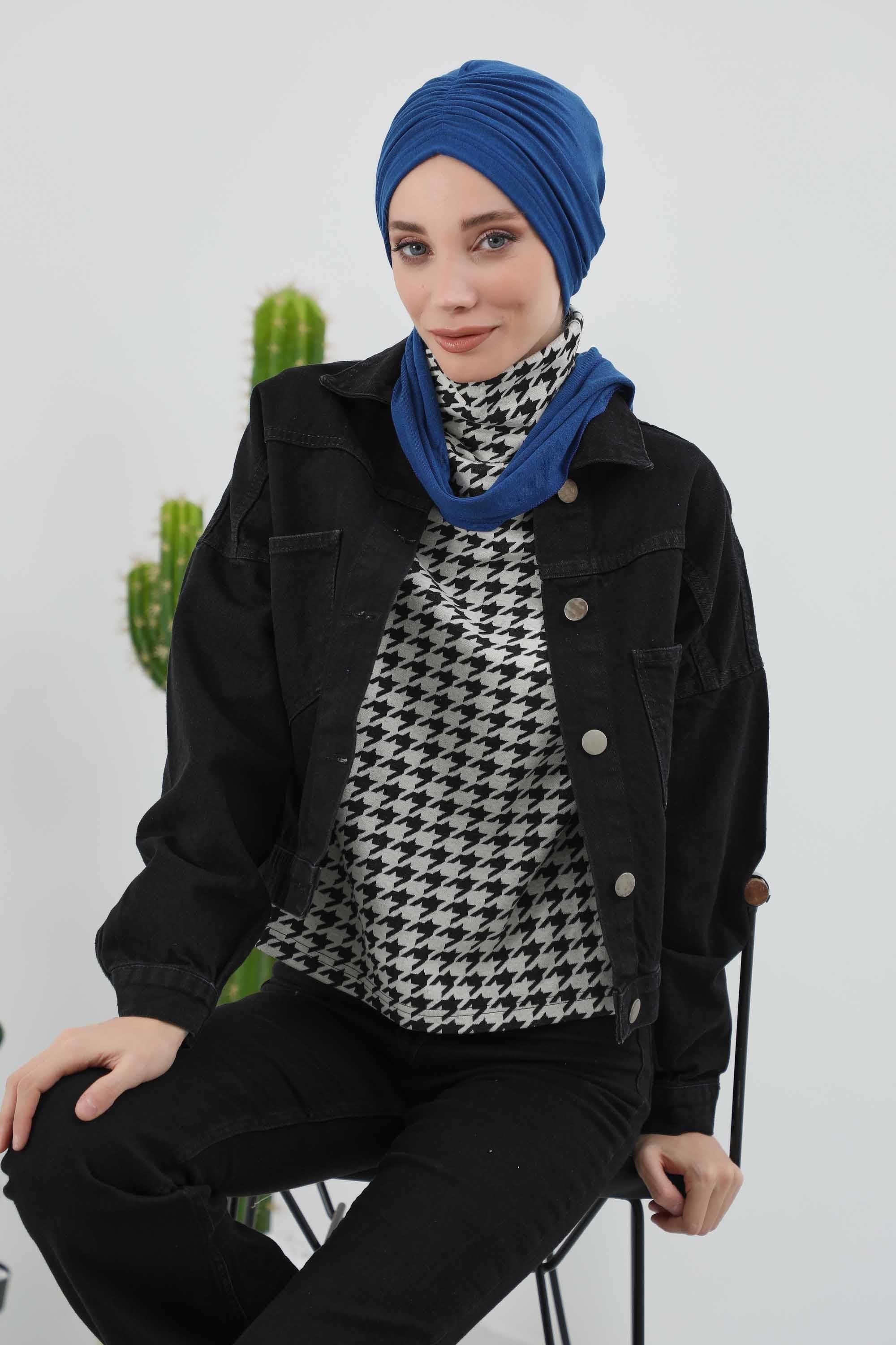 Fularlı Bone Türban,B-81RB