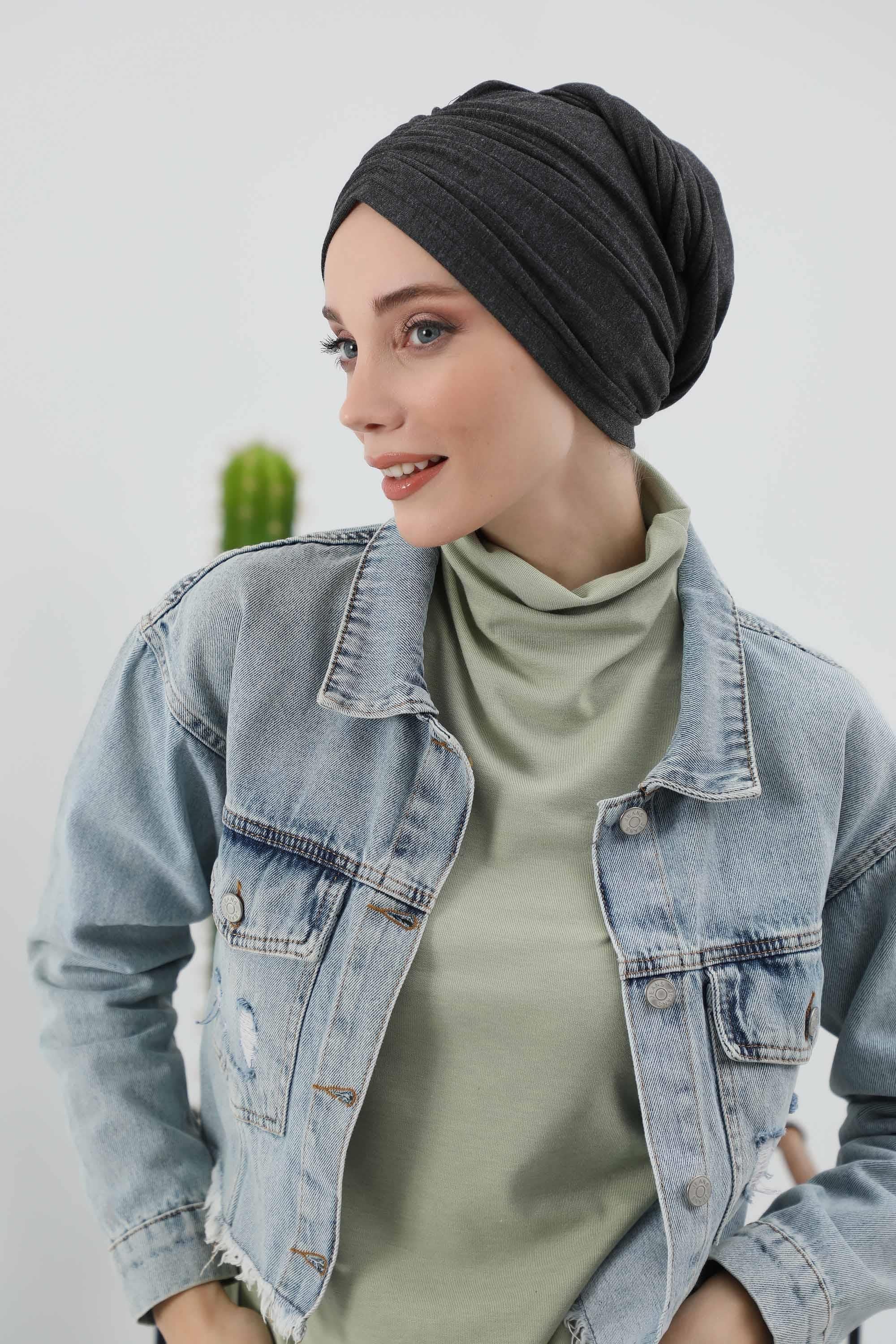 Fularlı Bone Türban,B-81RB