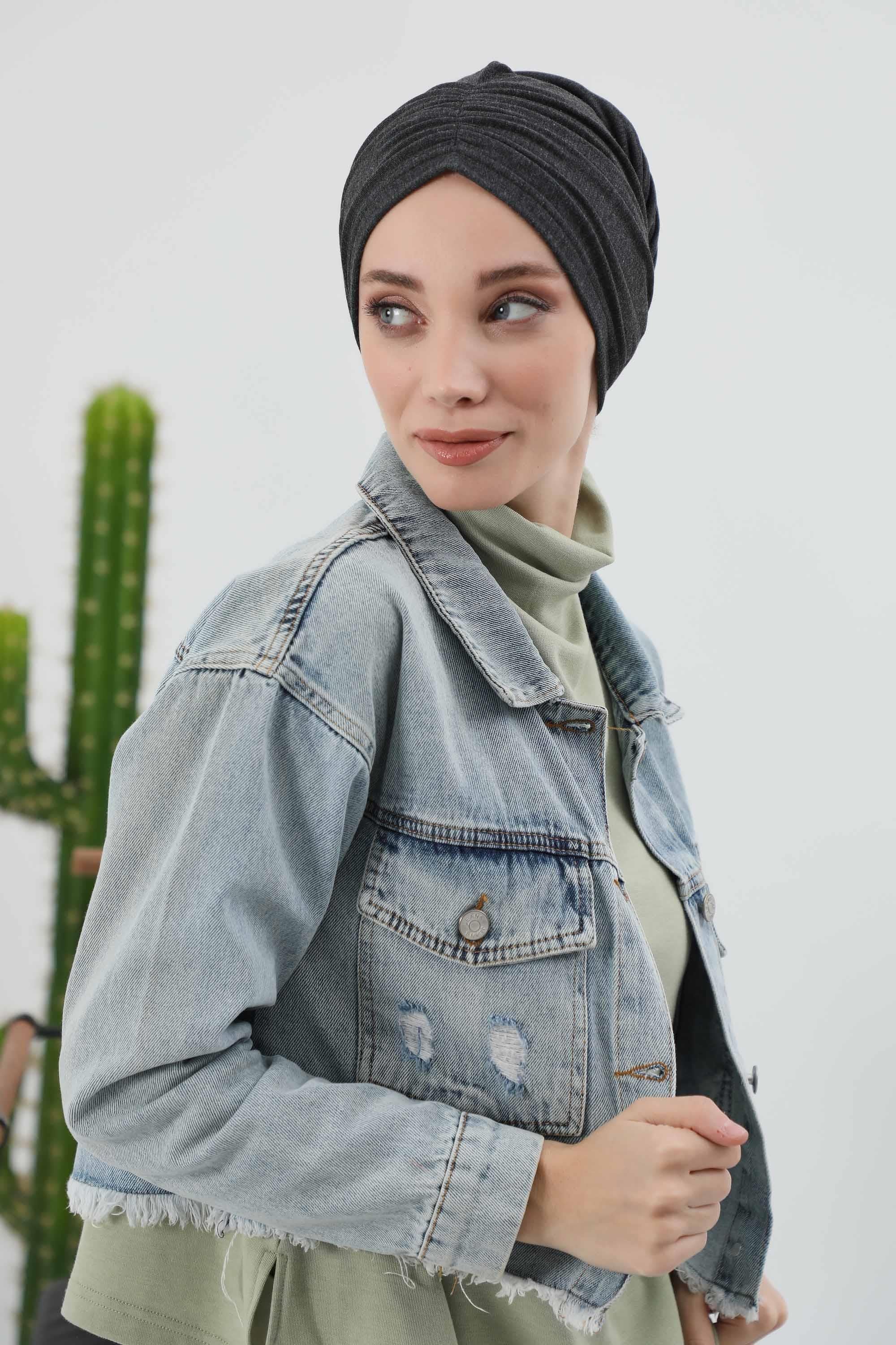 Fularlı Bone Türban,B-81RB