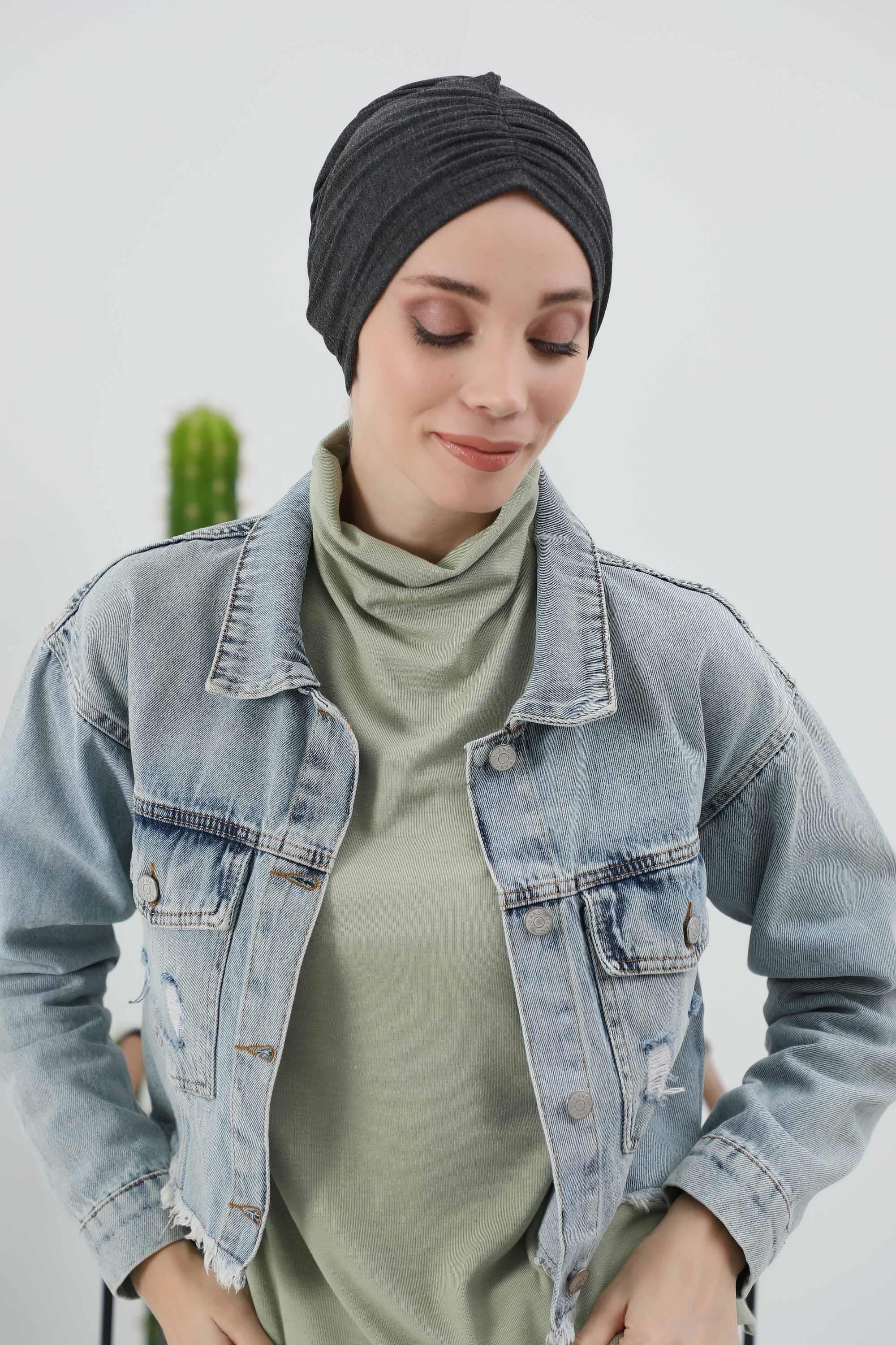 Fularlı Bone Türban,B-81RB