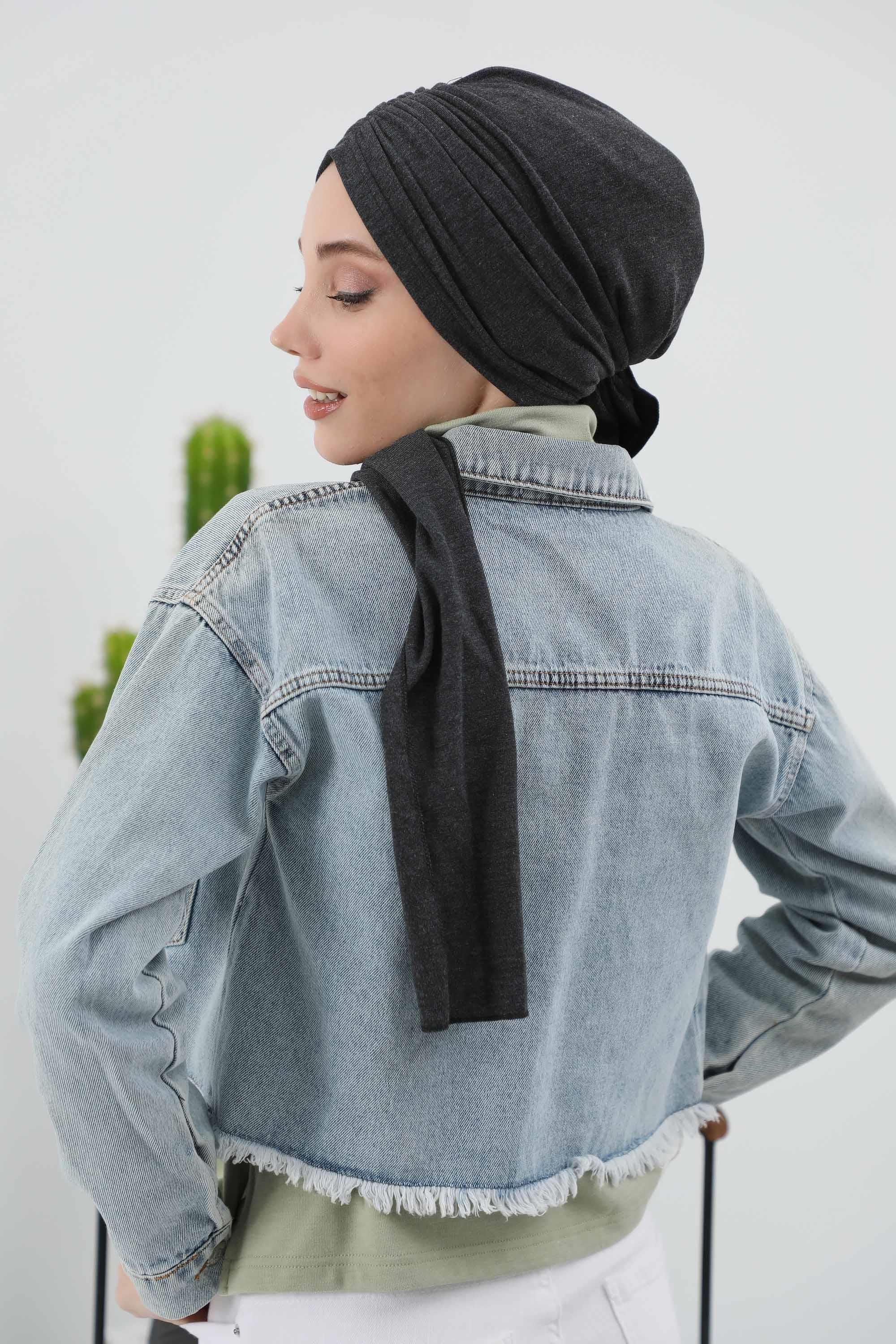 Fularlı Bone Türban,B-81RB