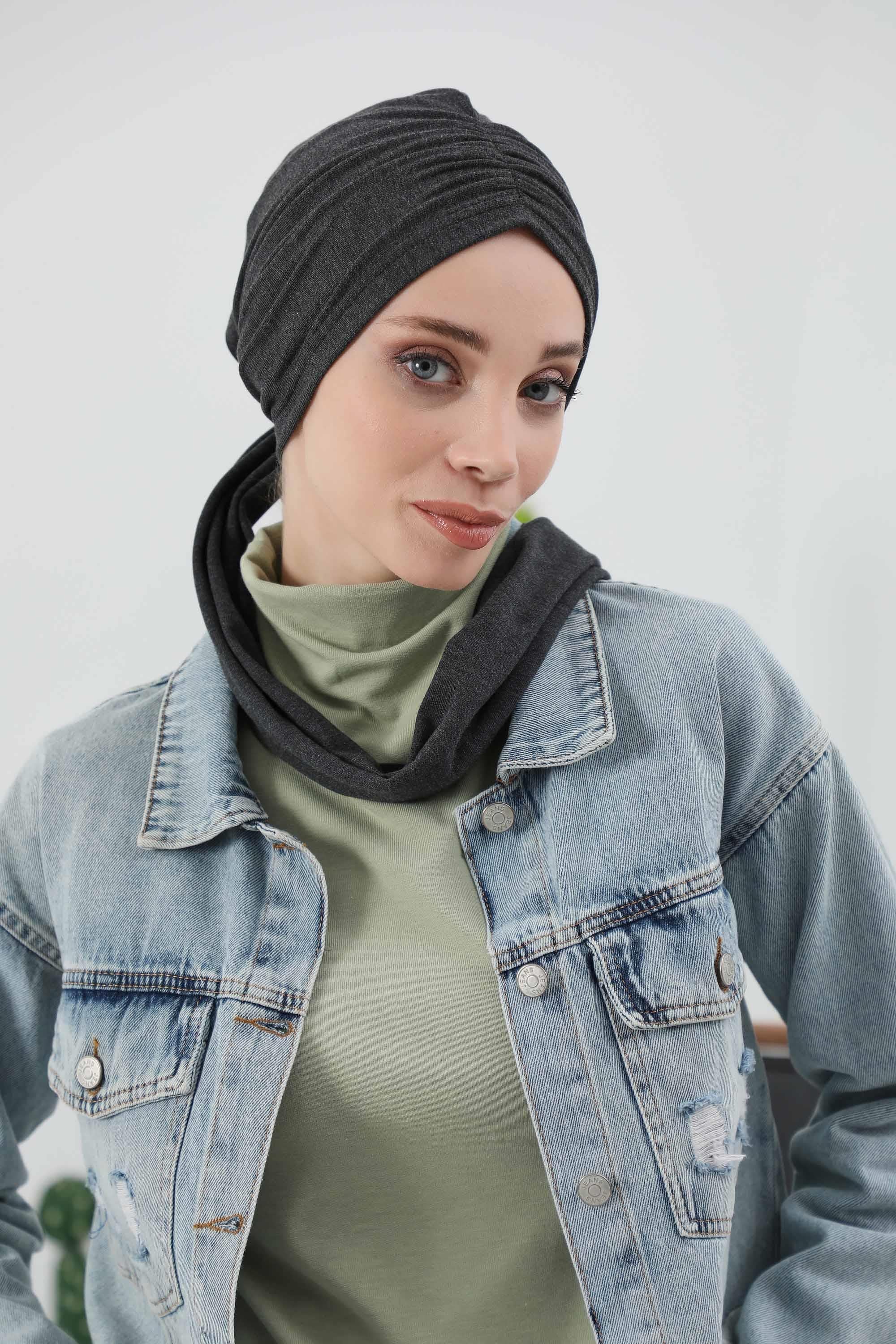 Fularlı Bone Türban,B-81RB