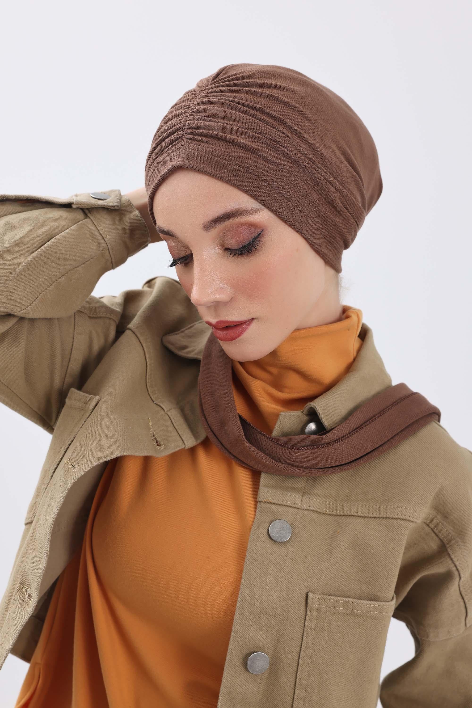 Fularlı Bone Türban,B-81RB