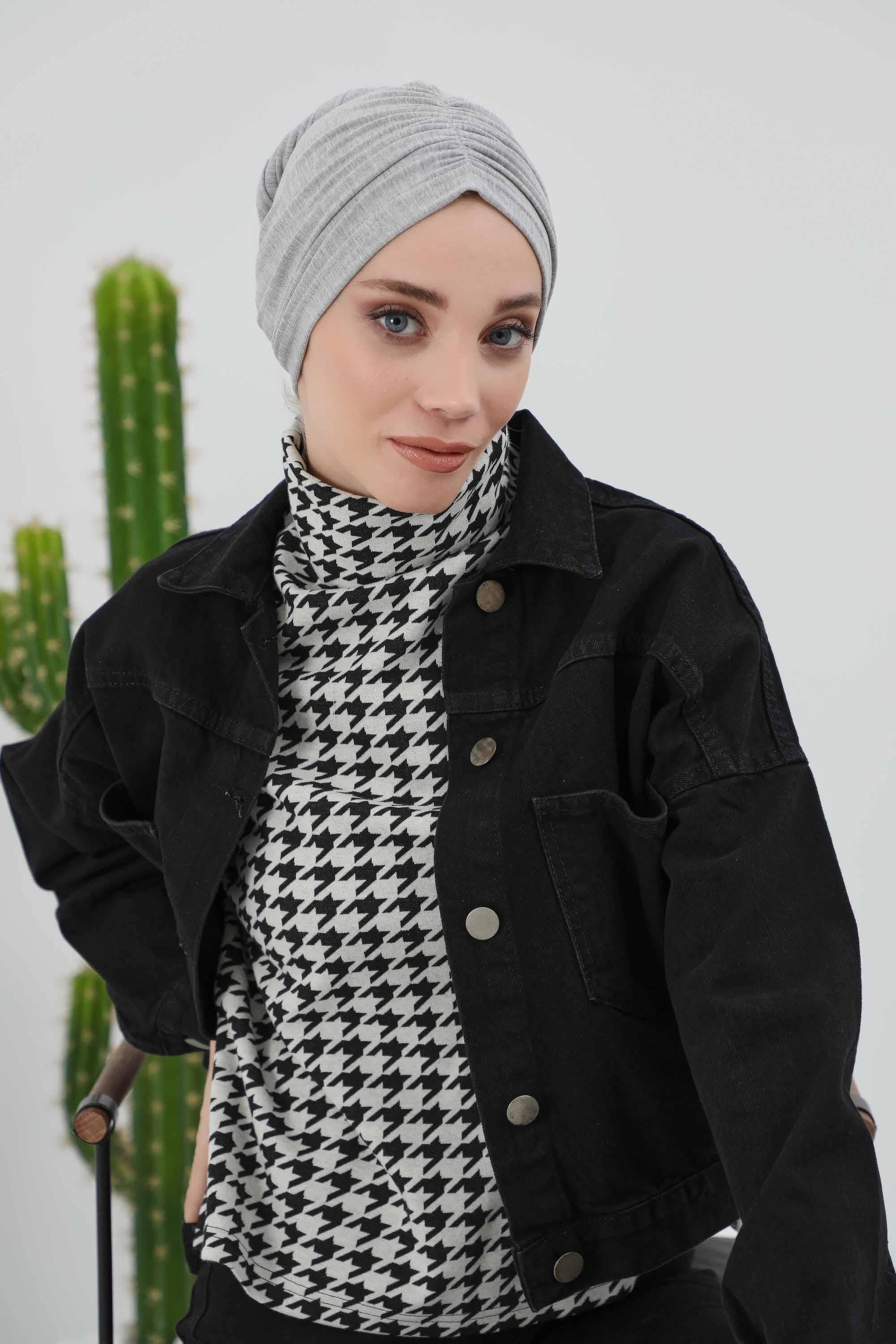 Fularlı Bone Türban,B-81RB