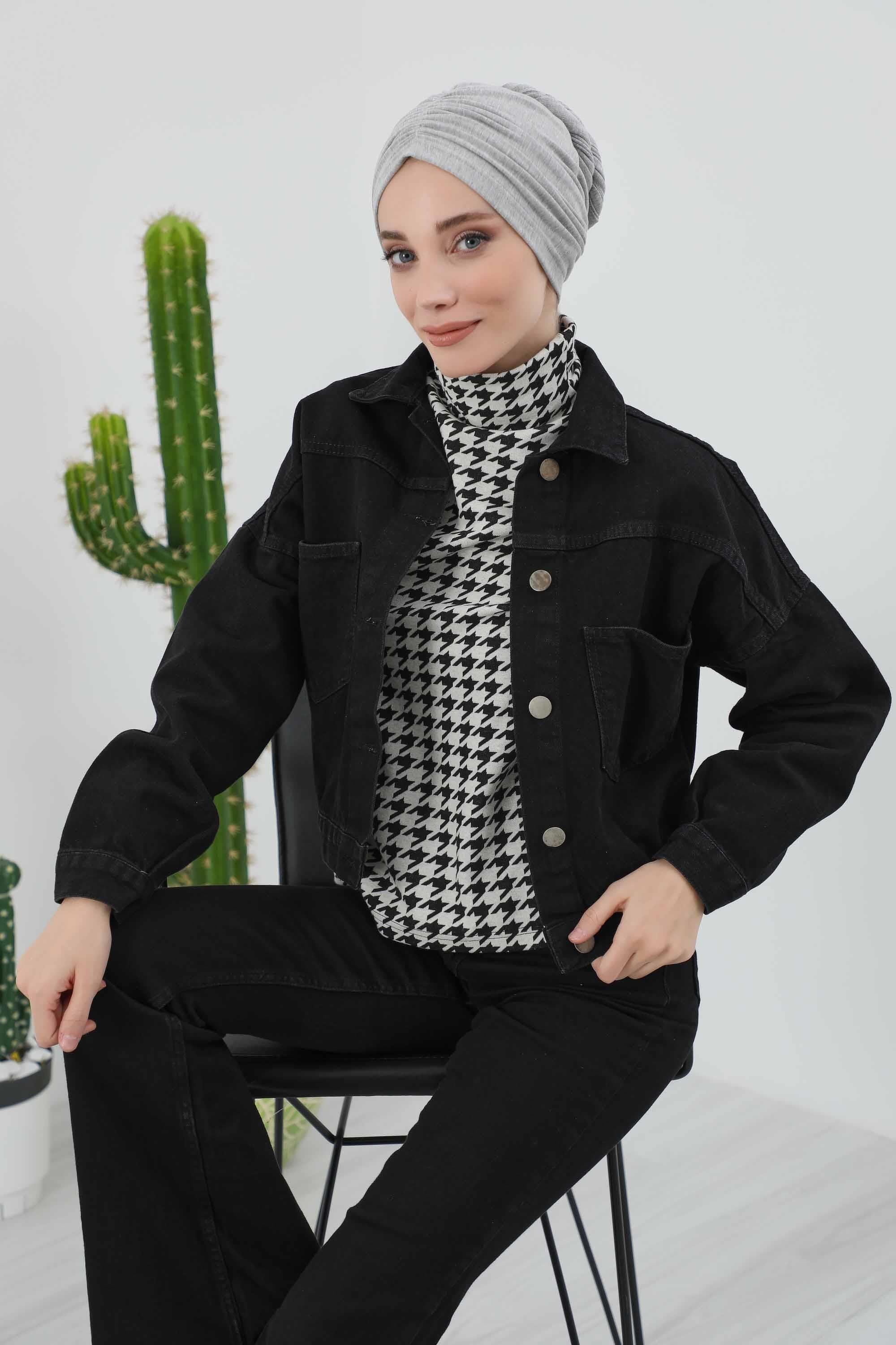 Fularlı Bone Türban,B-81RB