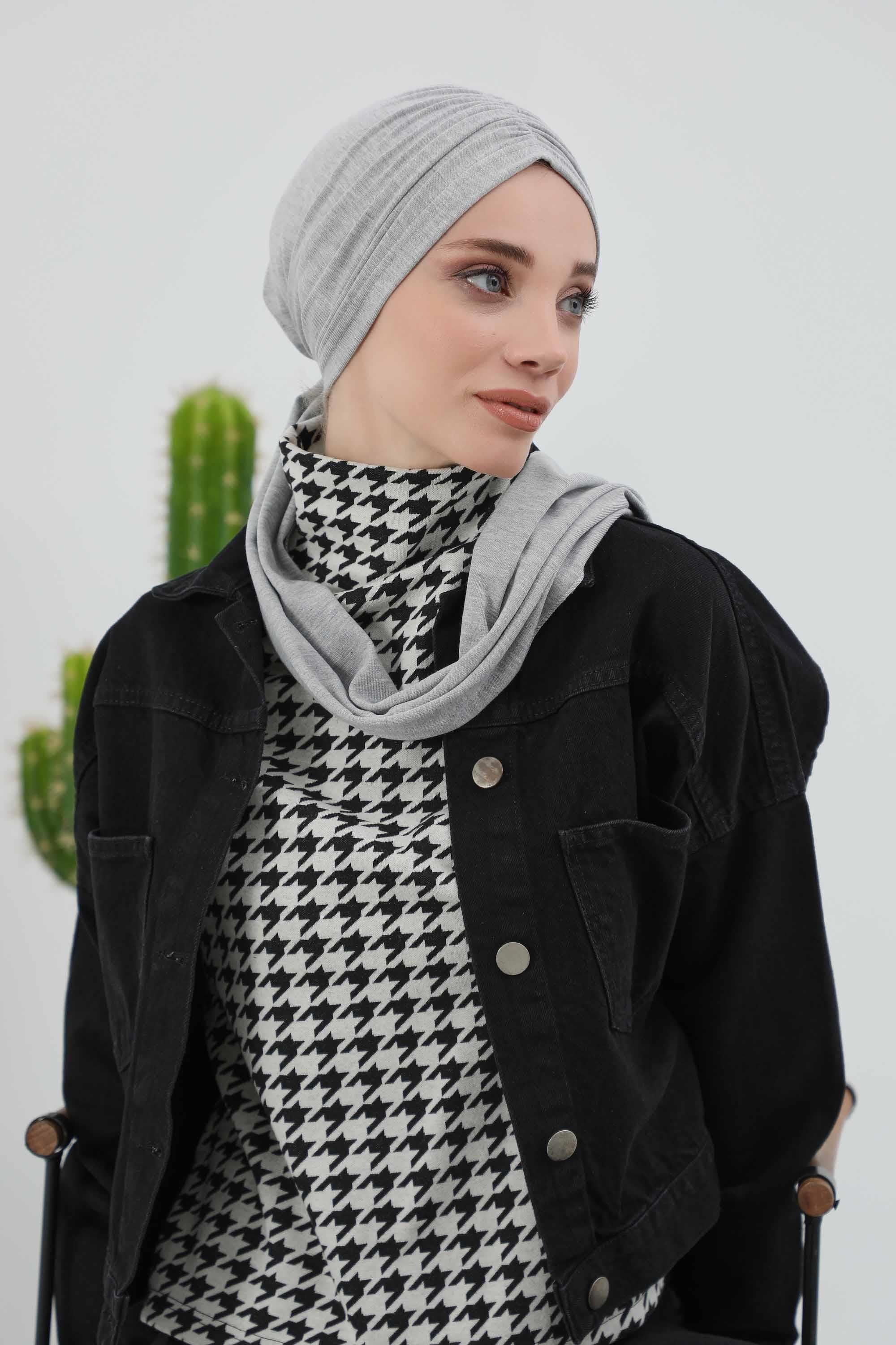 Fularlı Bone Türban,B-81RB