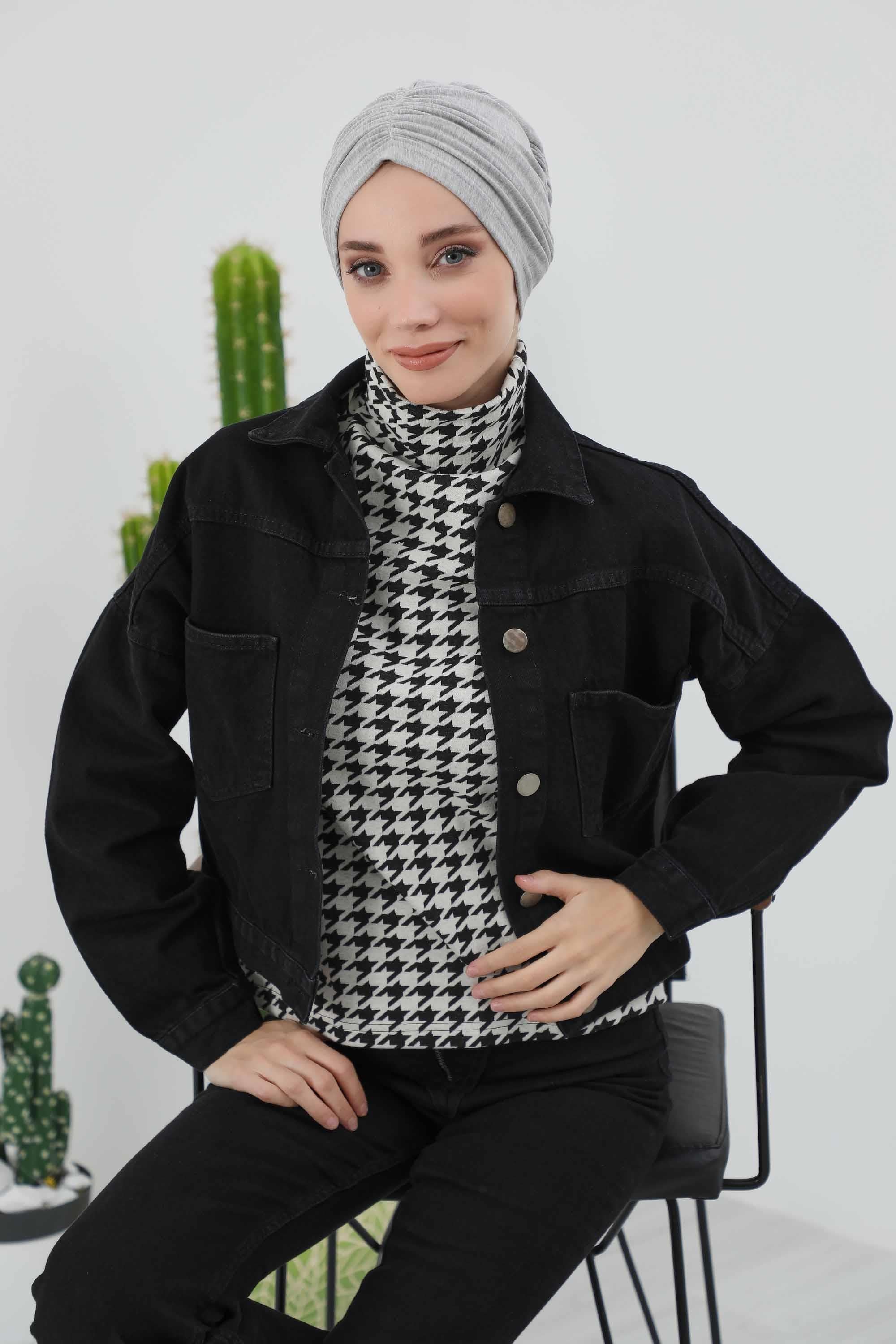 Fularlı Bone Türban,B-81RB