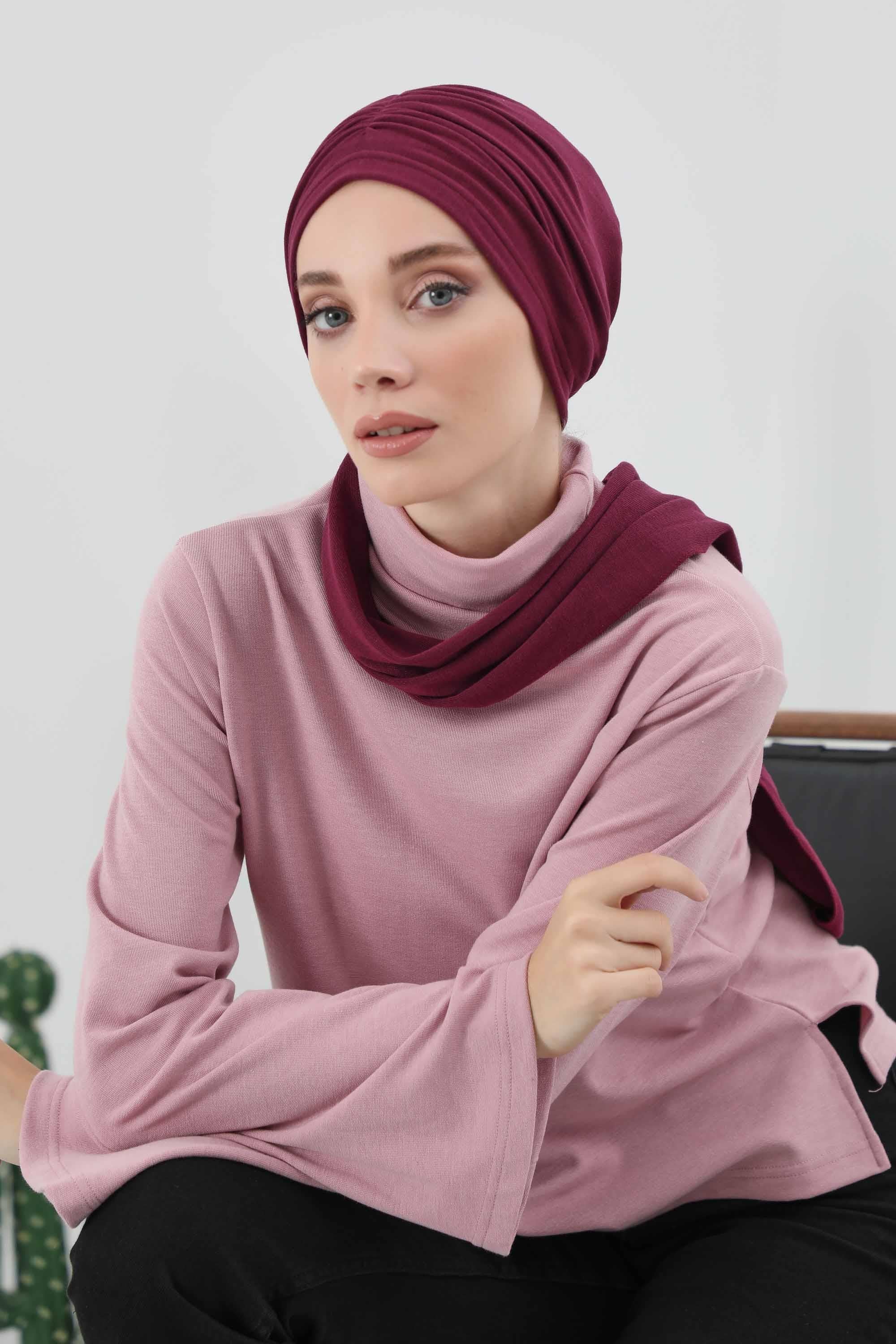 Fularlı Bone Türban,B-81RB