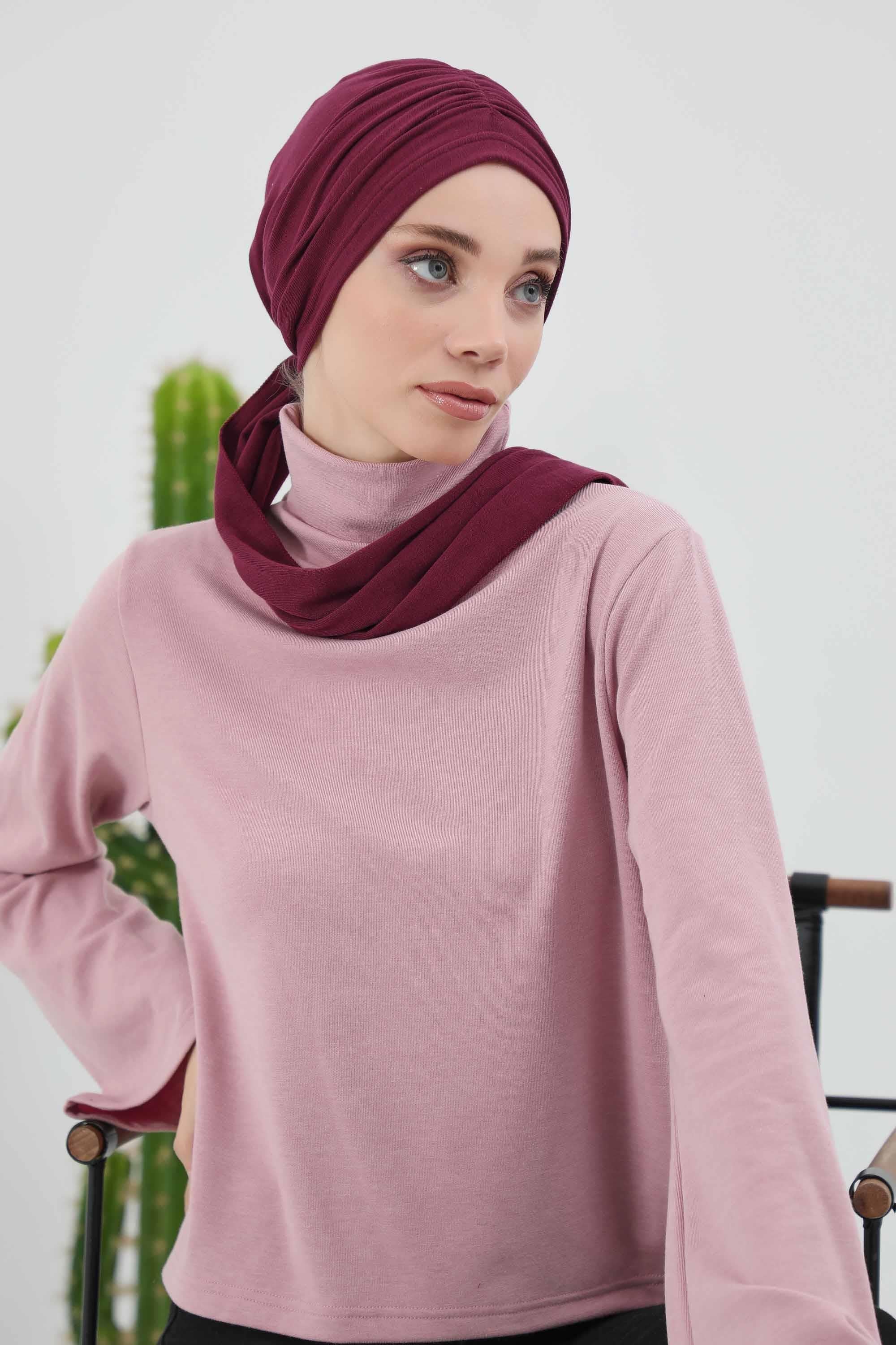 Fularlı Bone Türban,B-81RB