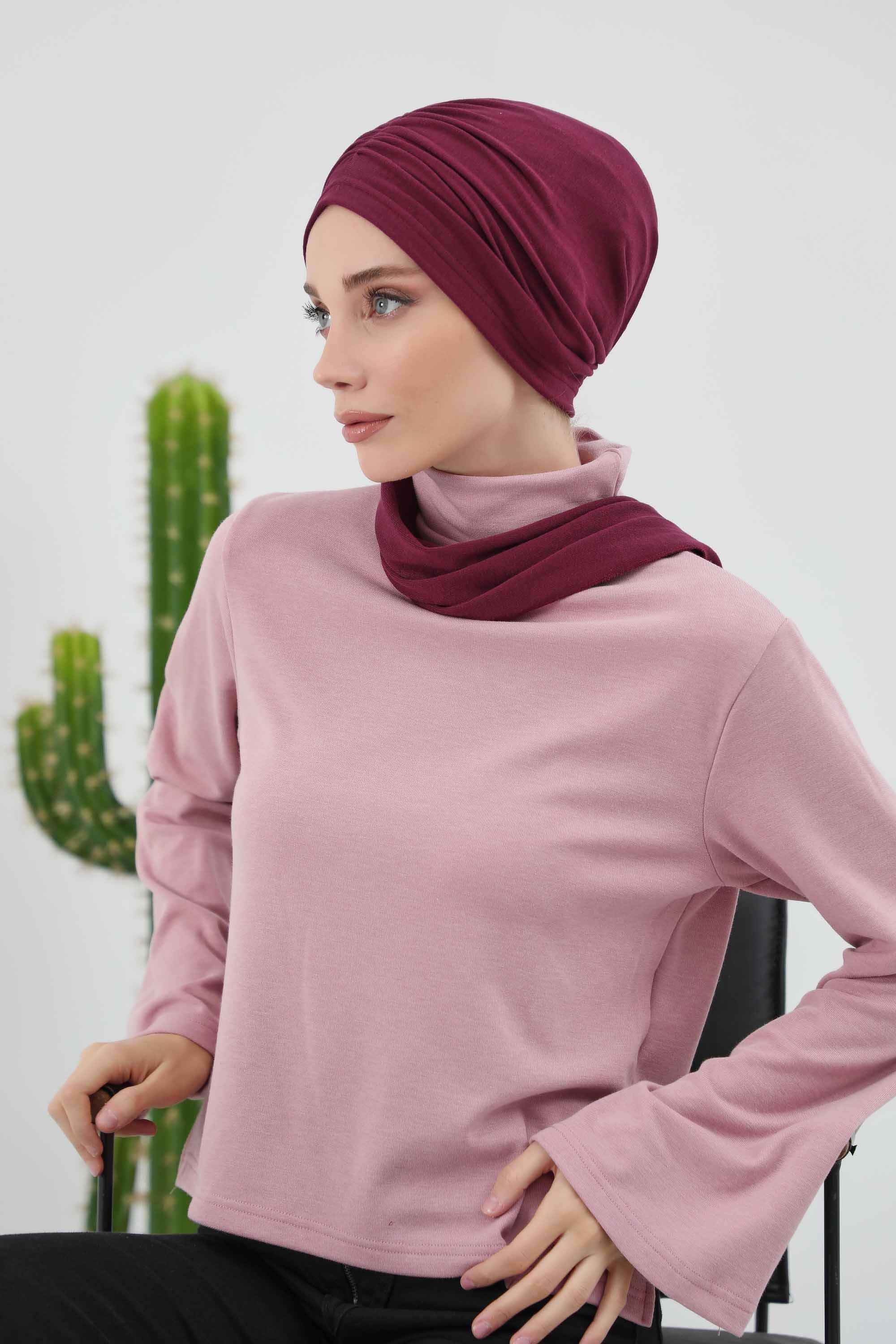 Fularlı Bone Türban,B-81RB