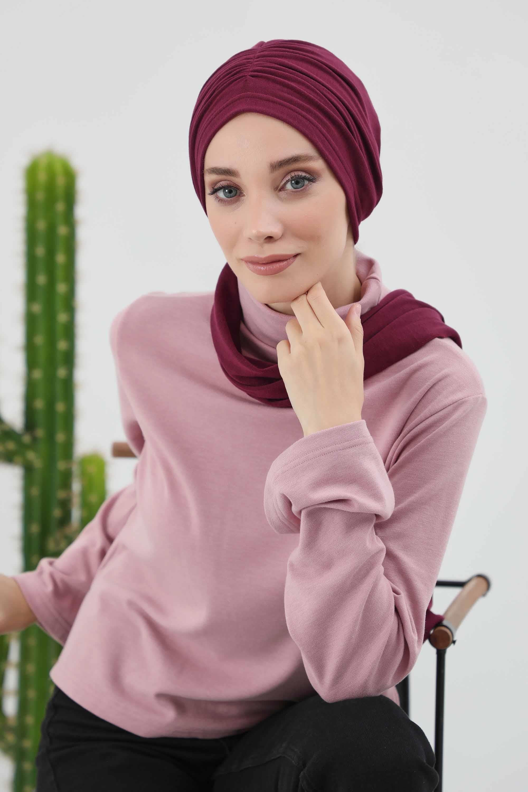 Fularlı Bone Türban,B-81RB