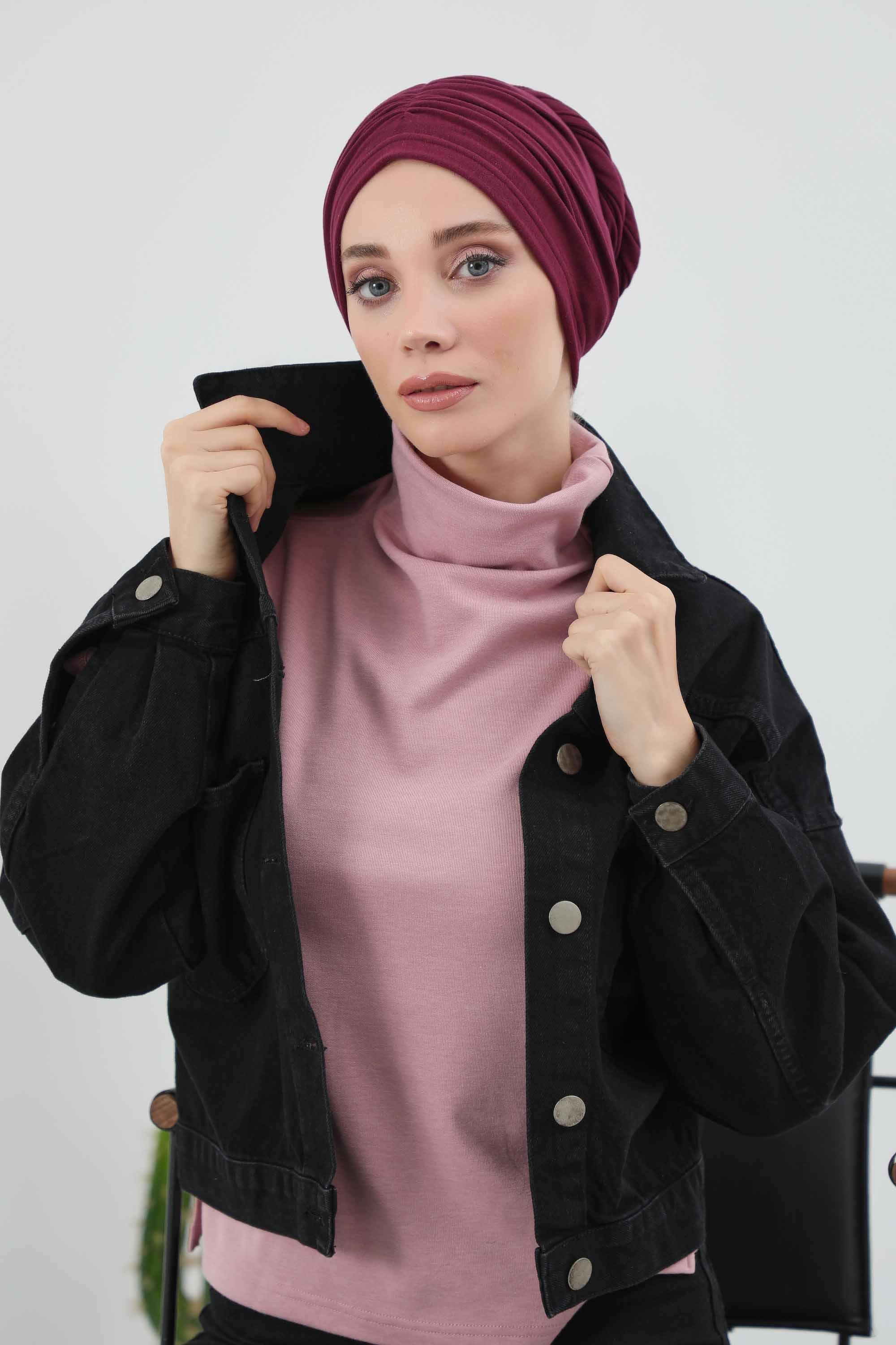 Fularlı Bone Türban,B-81RB