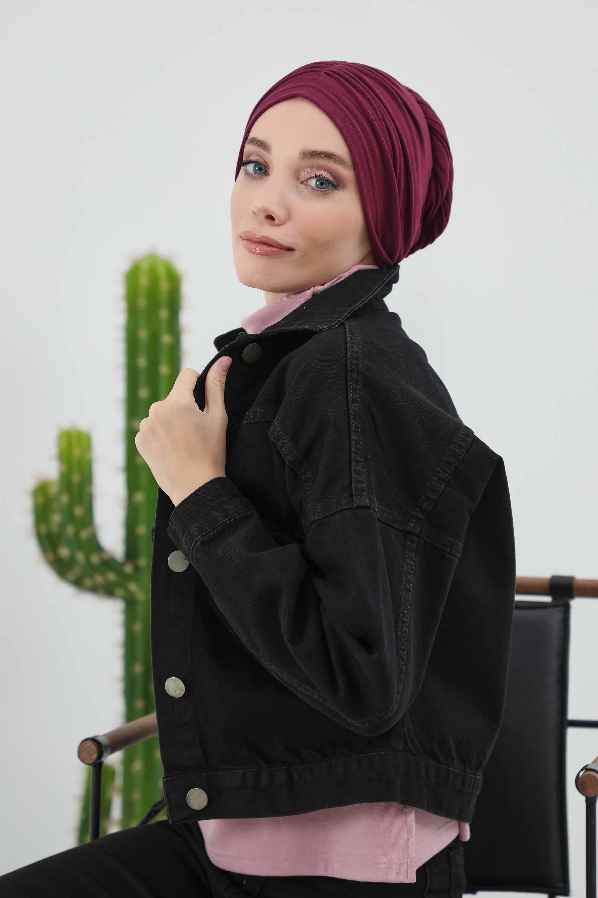 Fularlı Bone Türban,B-81RB
