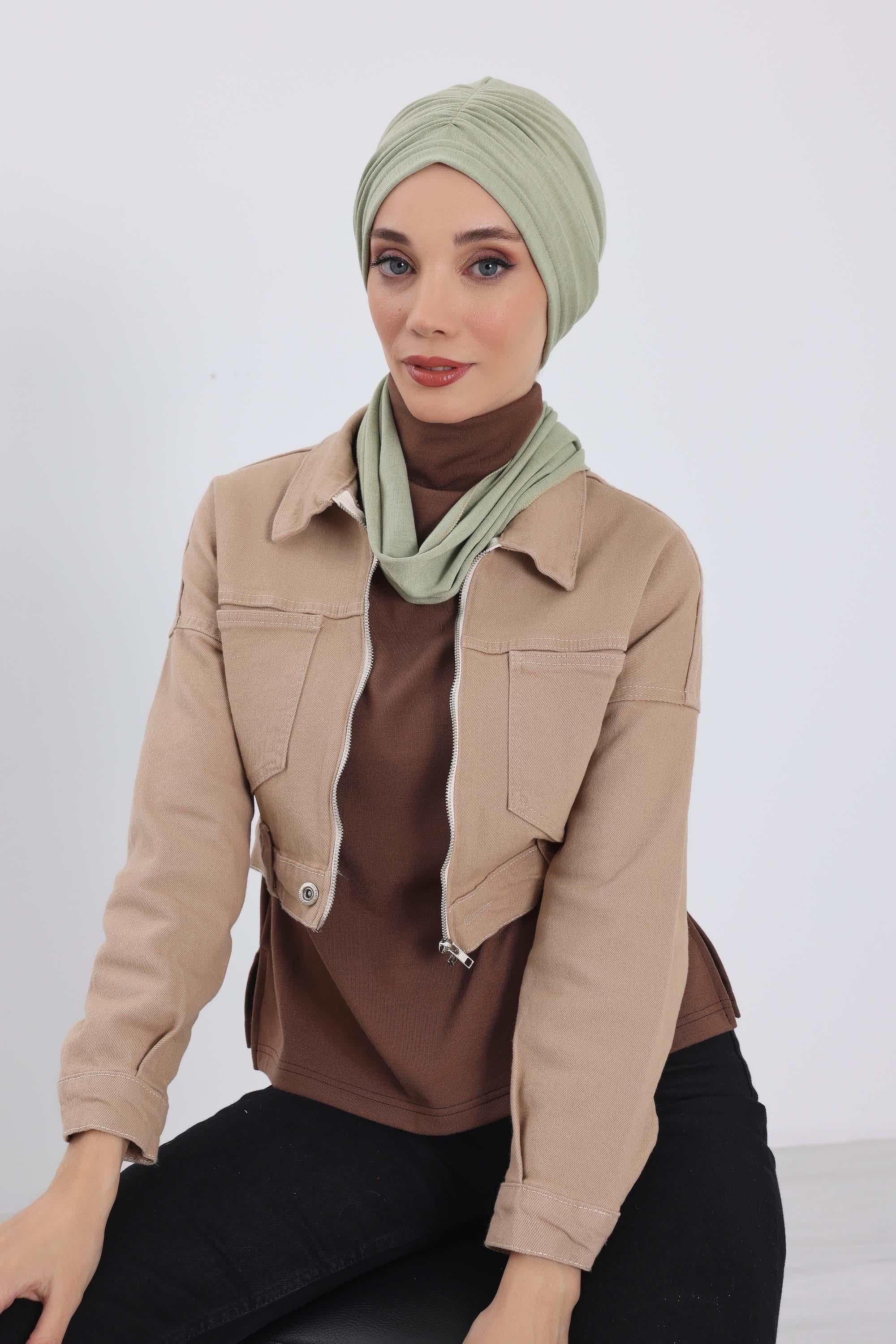 Fularlı Bone Türban,B-81RB