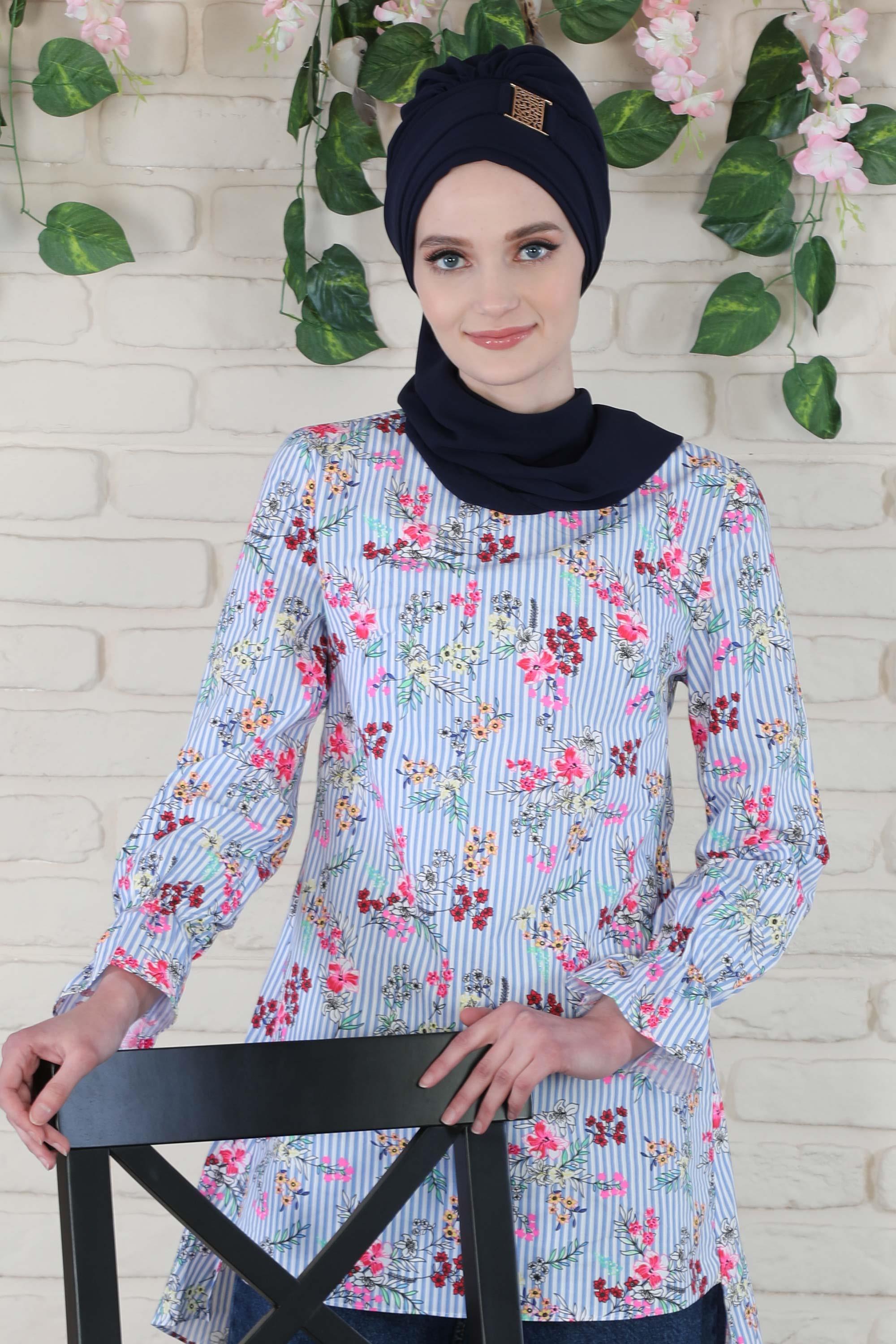 Dekolte Kapatabilen Gold Aksesuarlı Şifon Hazır Türban,HT-11