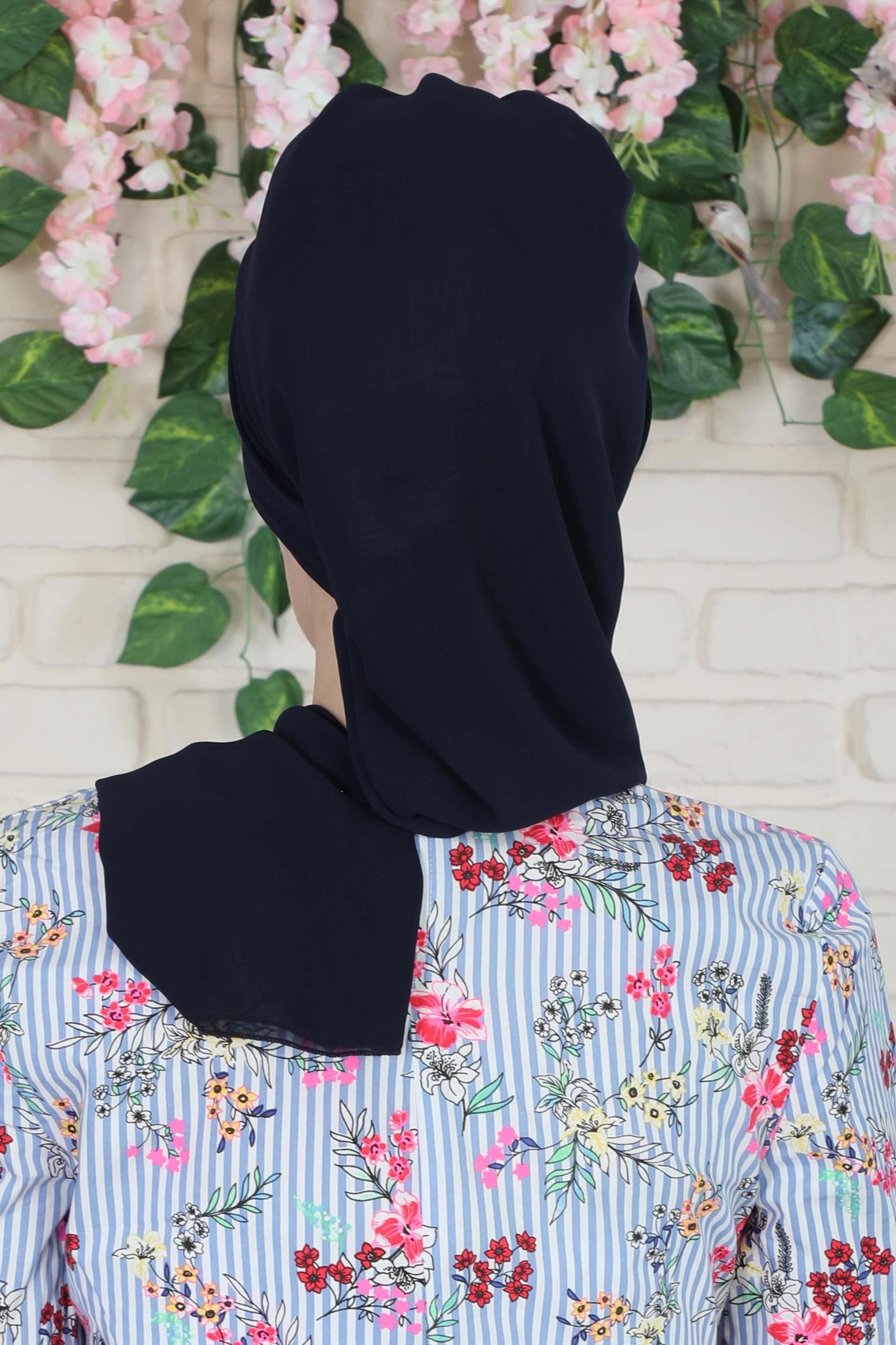 Dekolte Kapatabilen Gold Aksesuarlı Şifon Hazır Türban,HT-11