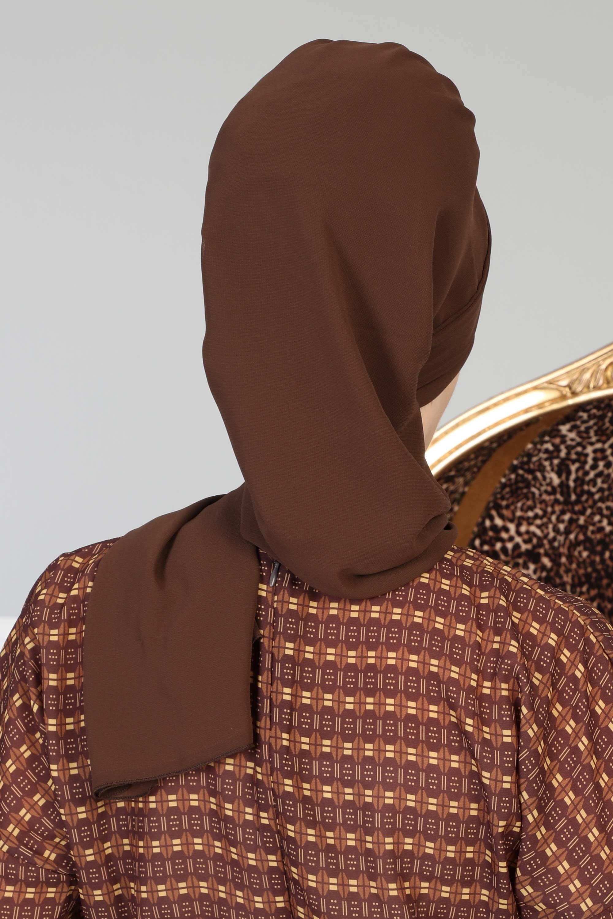 Dekolte Kapatabilen Gold Aksesuarlı Şifon Hazır Türban,HT-11