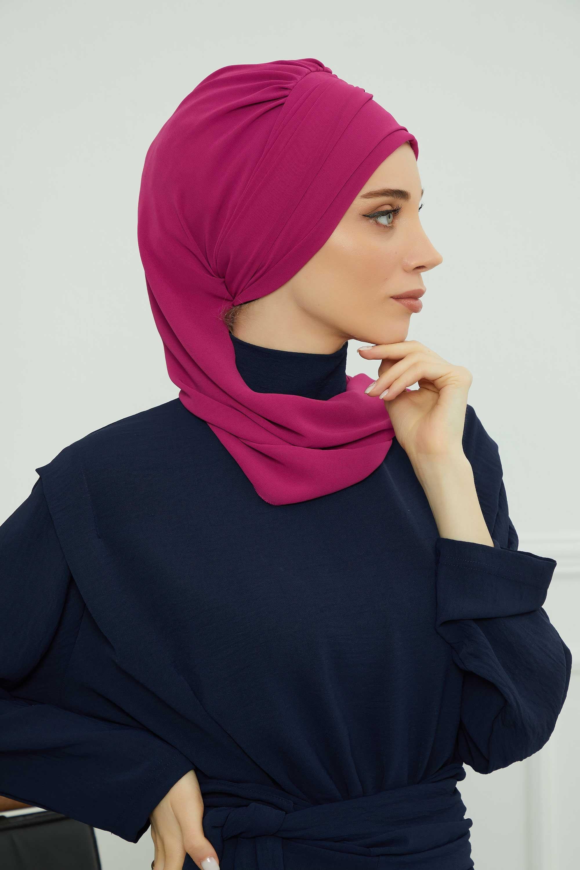 Gold Aksesuarlı Tasarım Şifon Hazır Türban,HT-28,HT-28