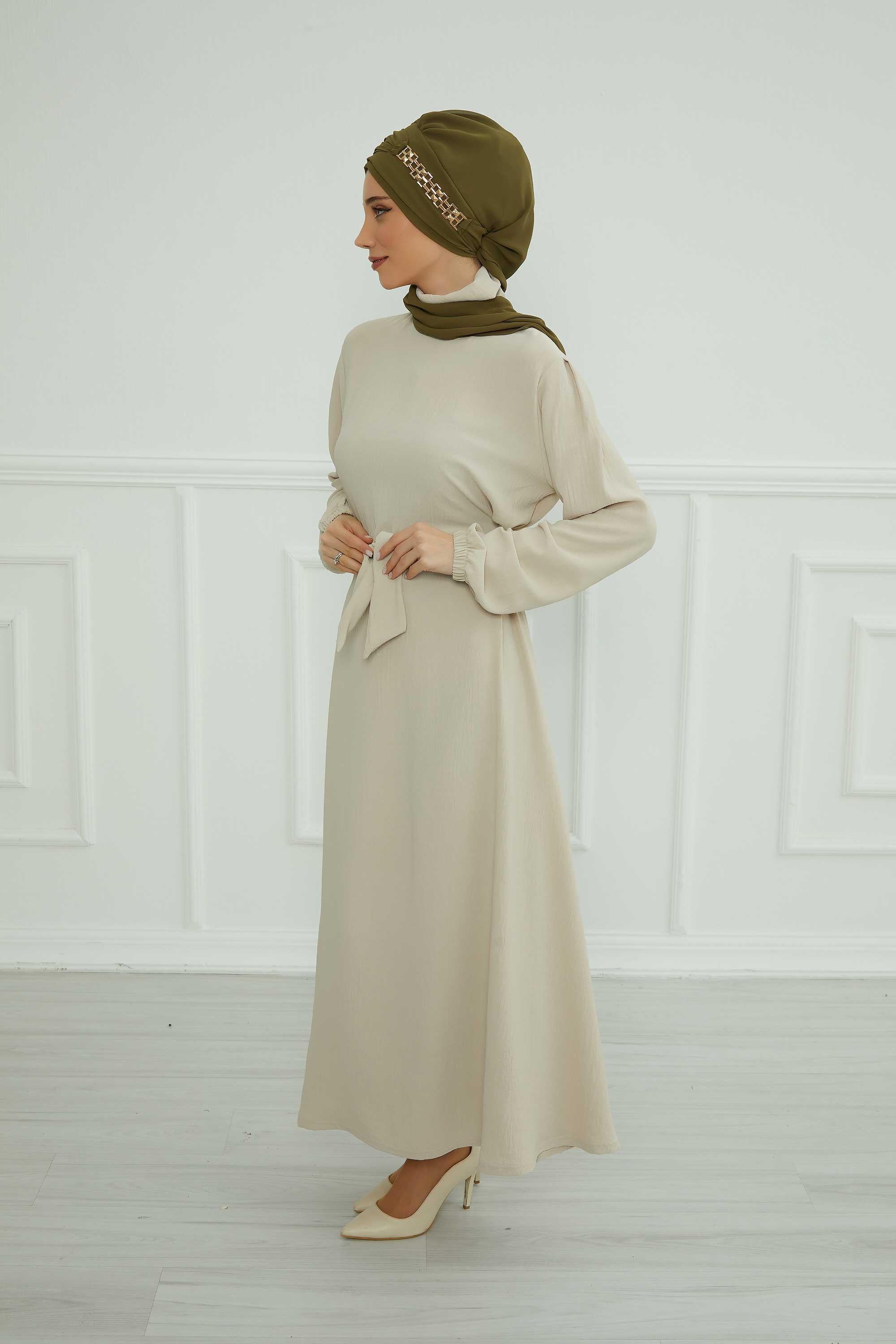 Gold Aksesuarlı Tasarım Şifon Hazır Türban,HT-28,HT-28