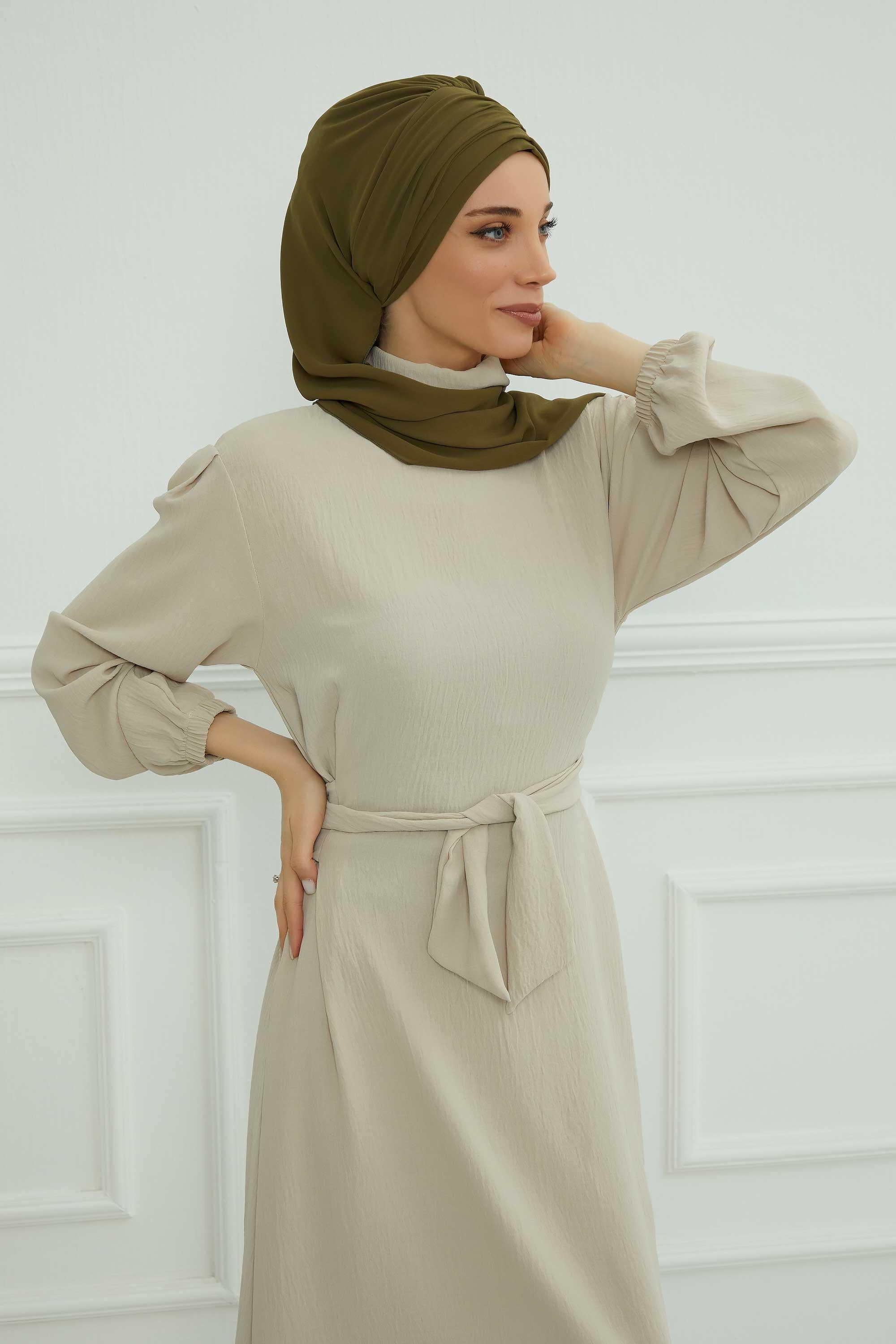 Gold Aksesuarlı Tasarım Şifon Hazır Türban,HT-28,HT-28