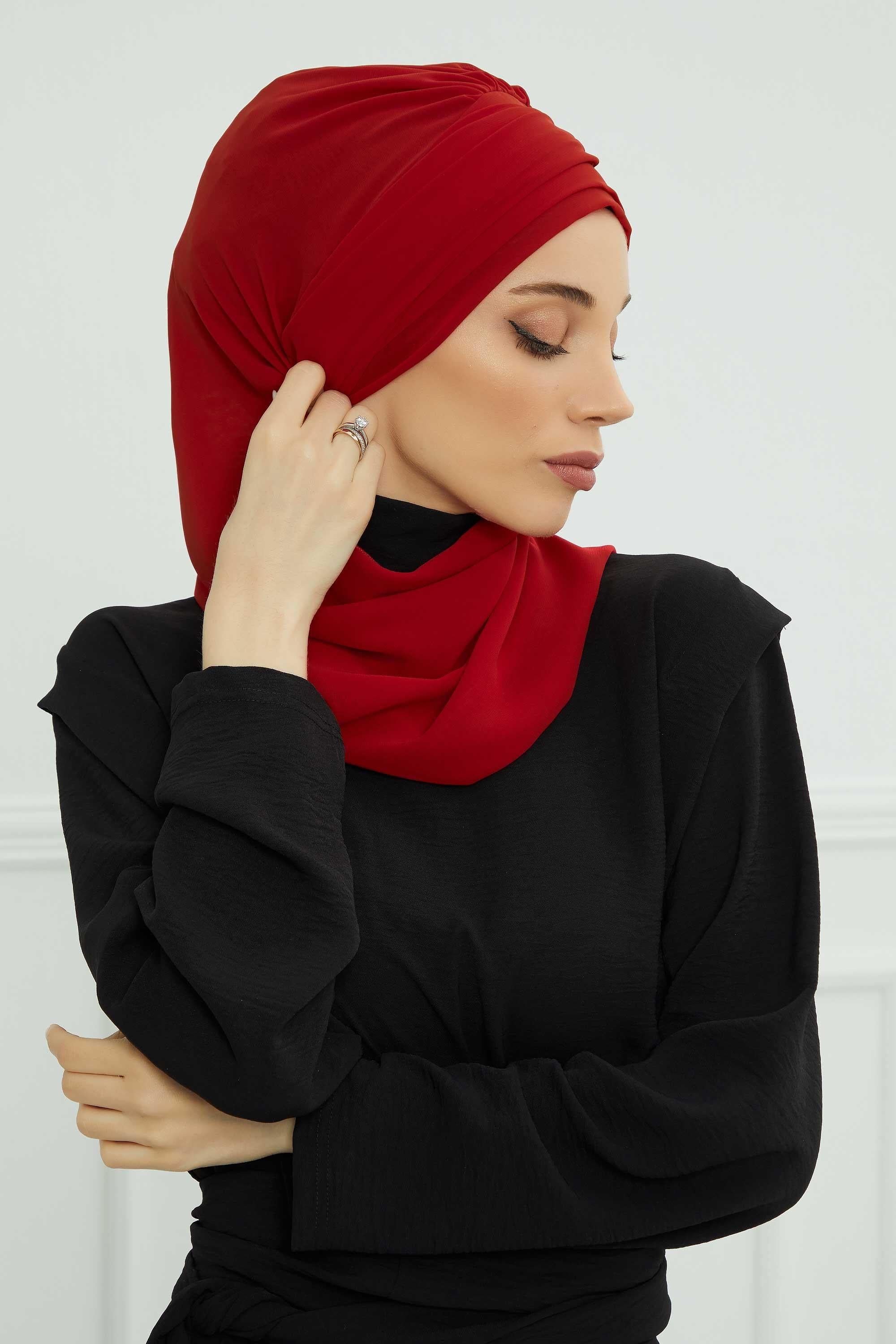 Gold Aksesuarlı Tasarım Şifon Hazır Türban,HT-28,HT-28