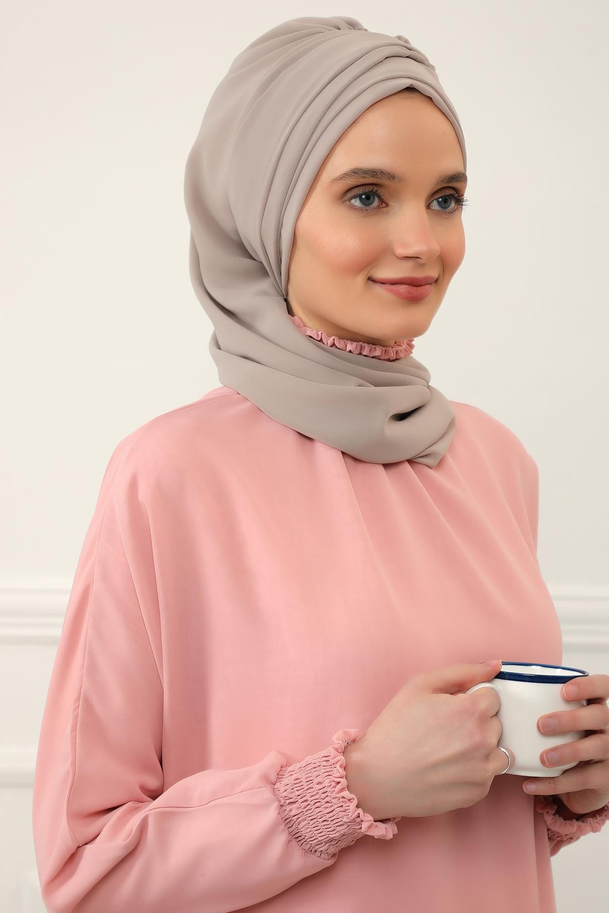 Gold Aksesuarlı Tasarım Şifon Hazır Türban,HT-28,HT-28