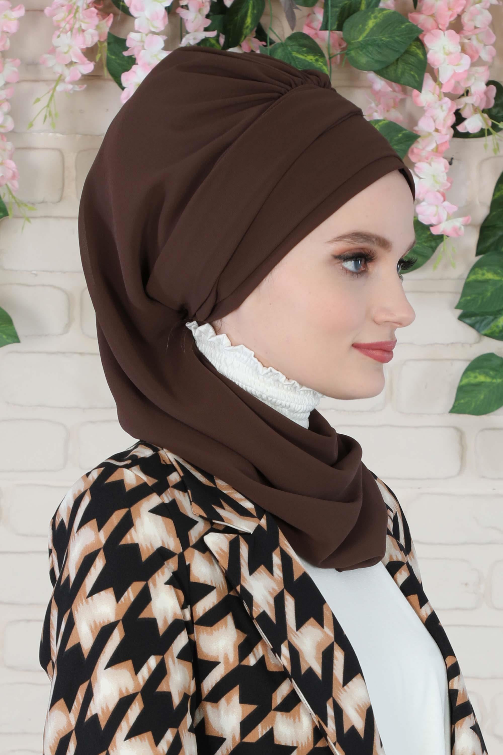 Gold Aksesuarlı Tasarım Şifon Hazır Türban,HT-28,HT-28