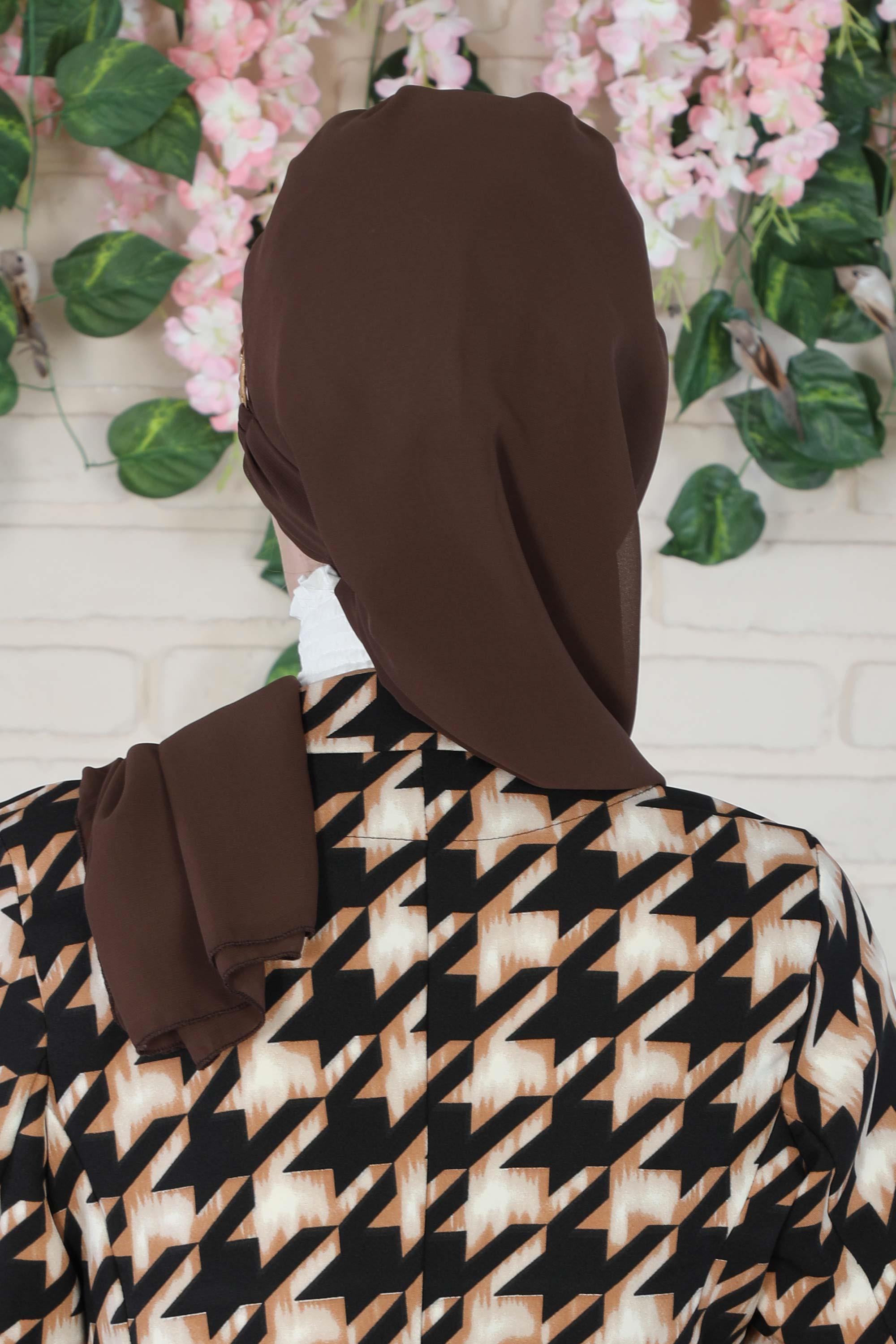 Gold Aksesuarlı Tasarım Şifon Hazır Türban,HT-28,HT-28