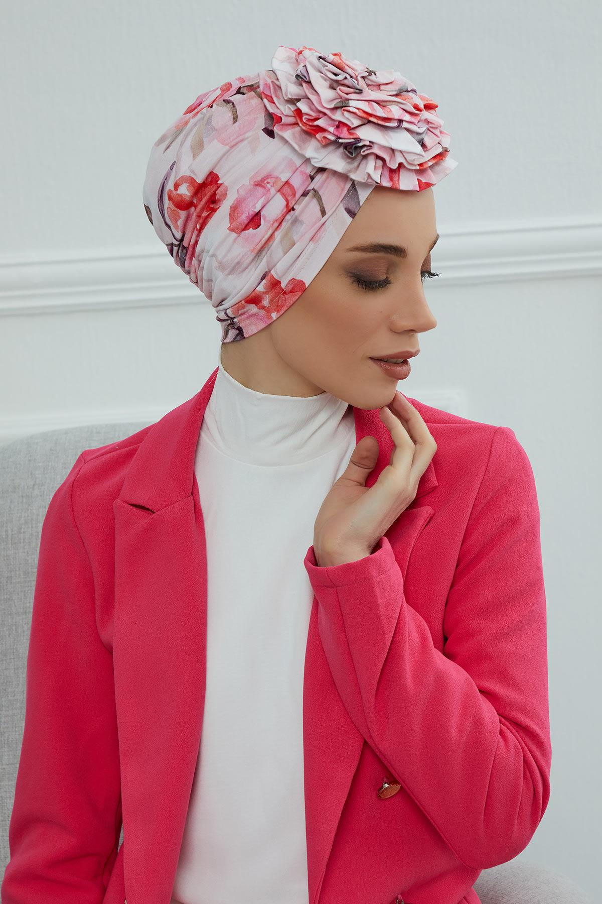 Güllü Penye Desenli Bone,B-21YD