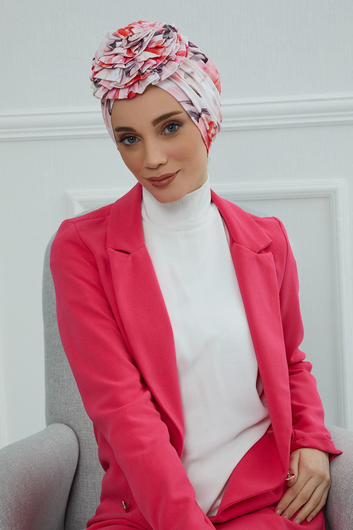 Güllü Penye Desenli Bone,B-21YD