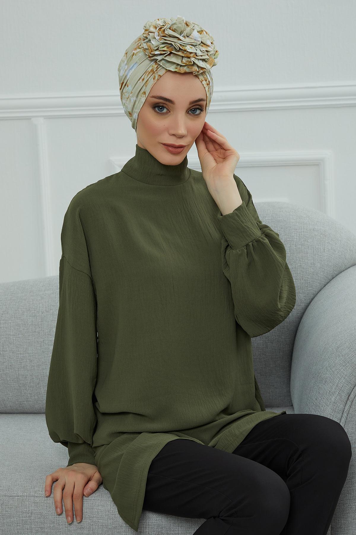 Güllü Penye Desenli Bone,B-21YD