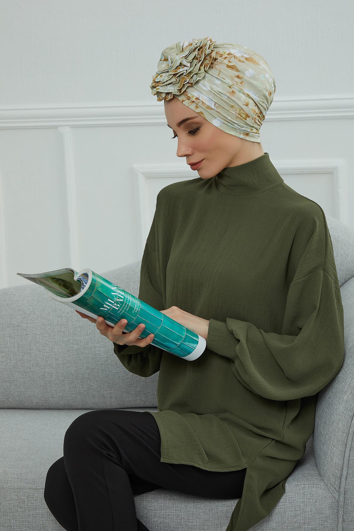 Güllü Penye Desenli Bone,B-21YD