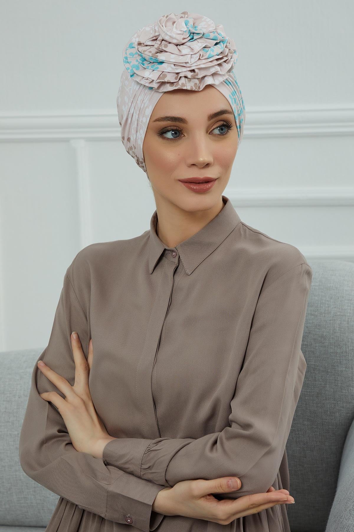 Güllü Penye Desenli Bone,B-21YD