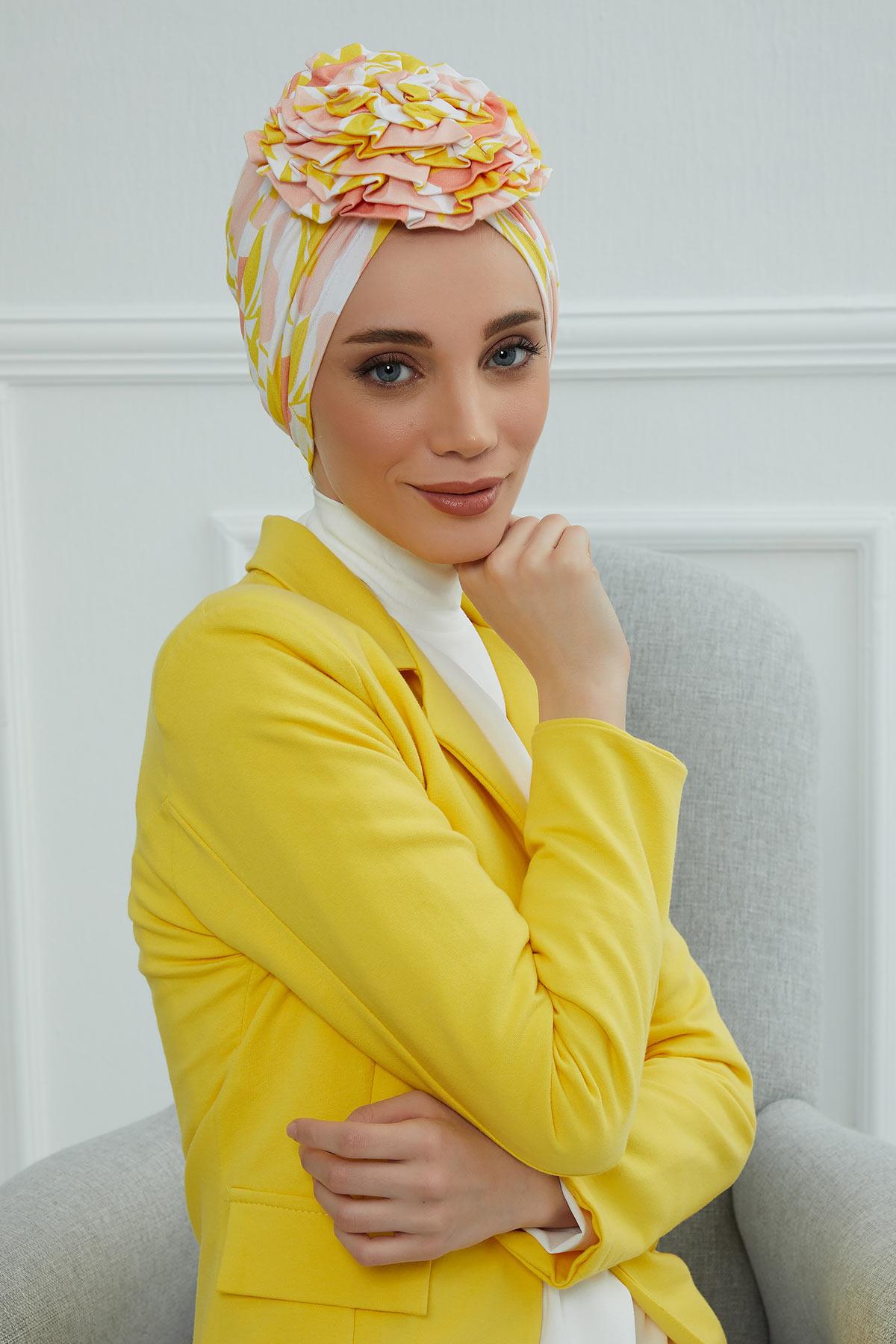 Güllü Penye Desenli Bone,B-21YD