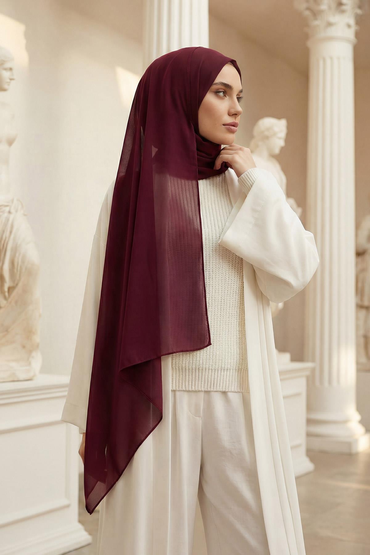 İğnesiz Takılabilen Pratik Şifon Şal,PS-11