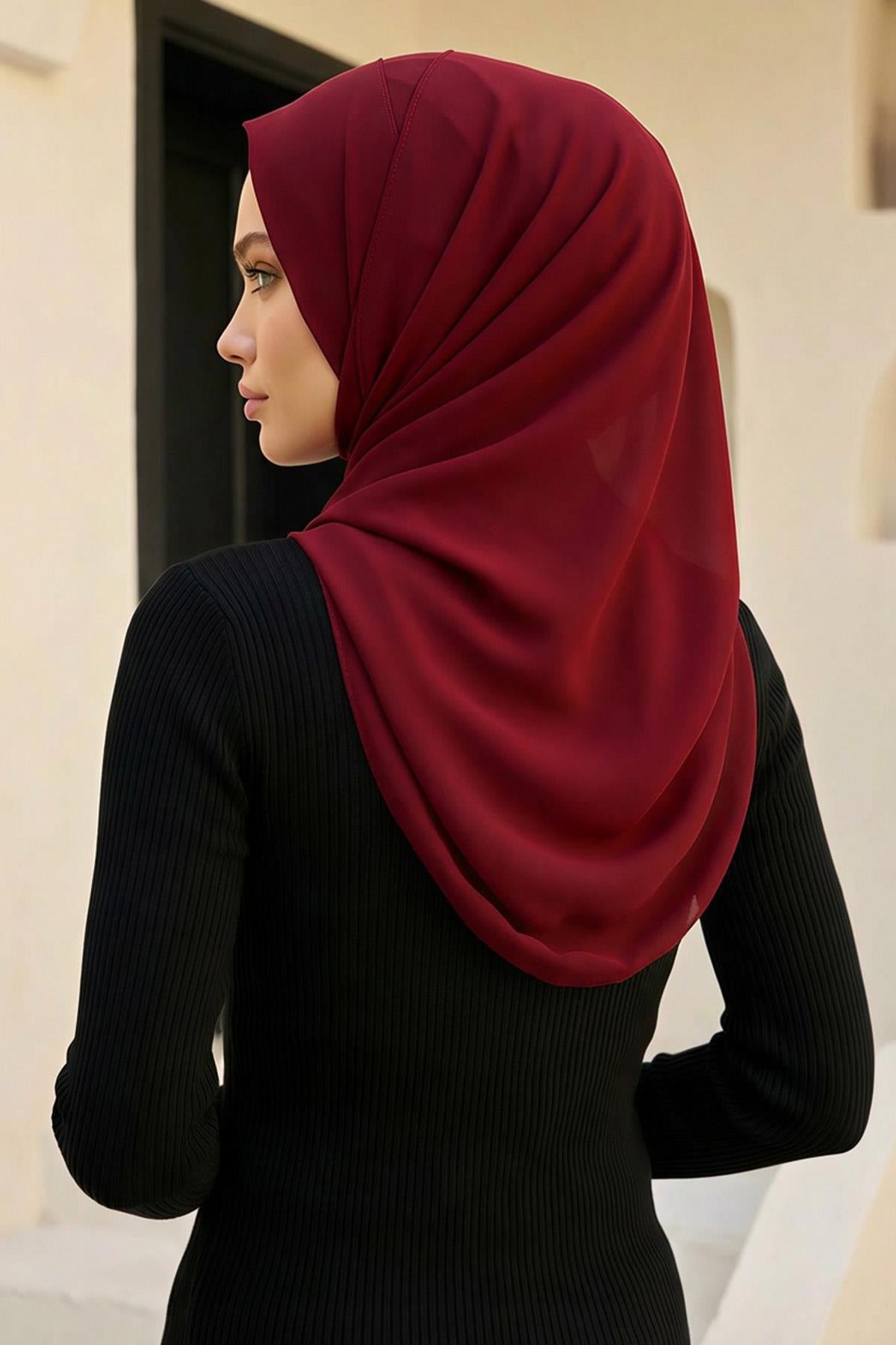 İğnesiz Takılabilen Pratik Şifon Şal,PS-11