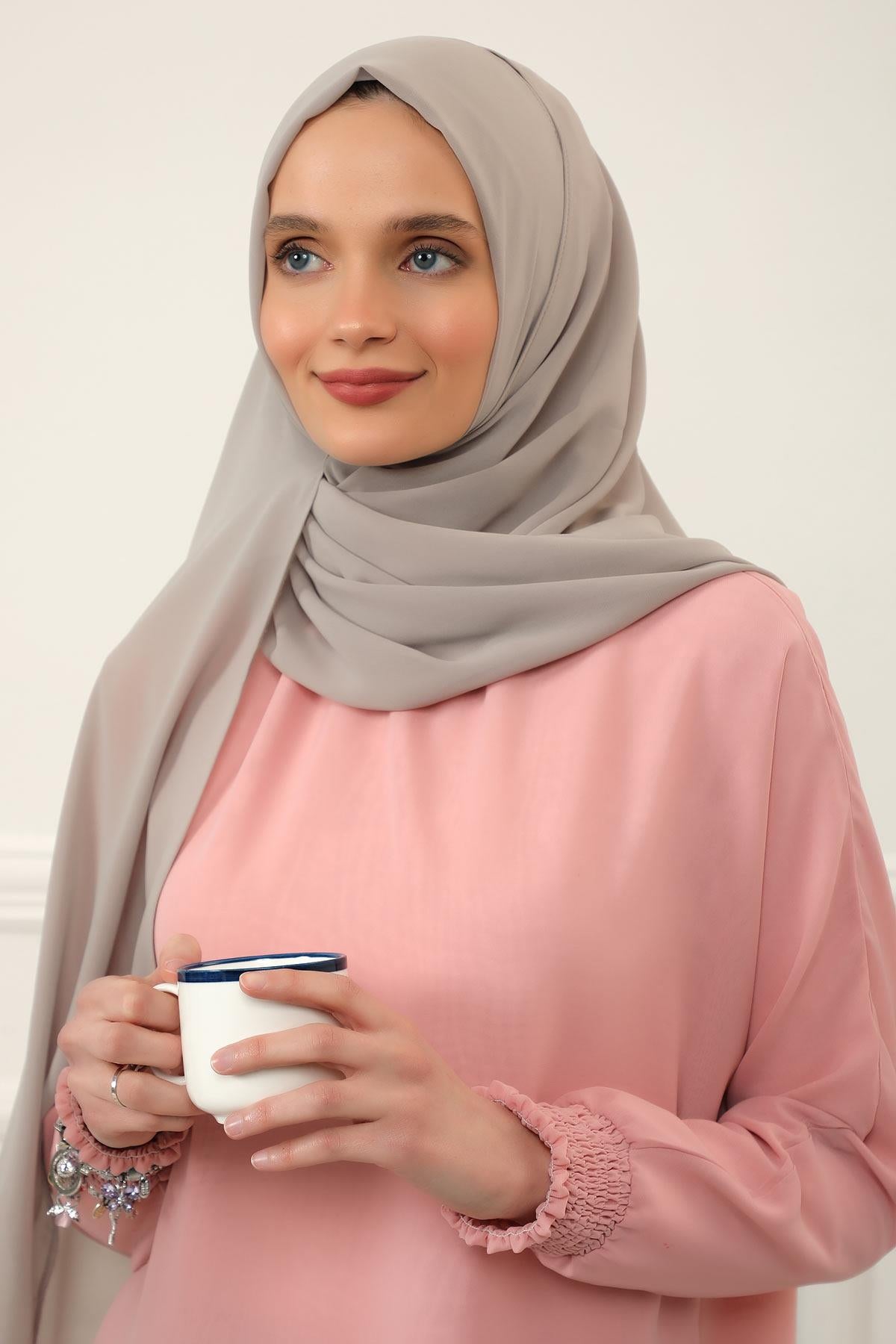 İğnesiz Takılabilen Pratik Şifon Şal,PS-11