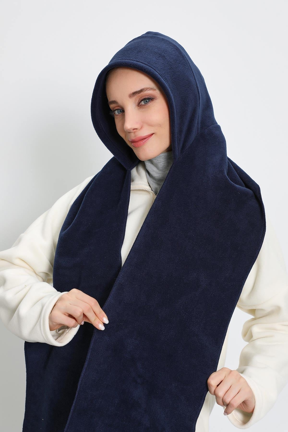 Kadın Çıkarılabilir Siperlikli Polar,Atkı Kışlık Türban,B-84PL