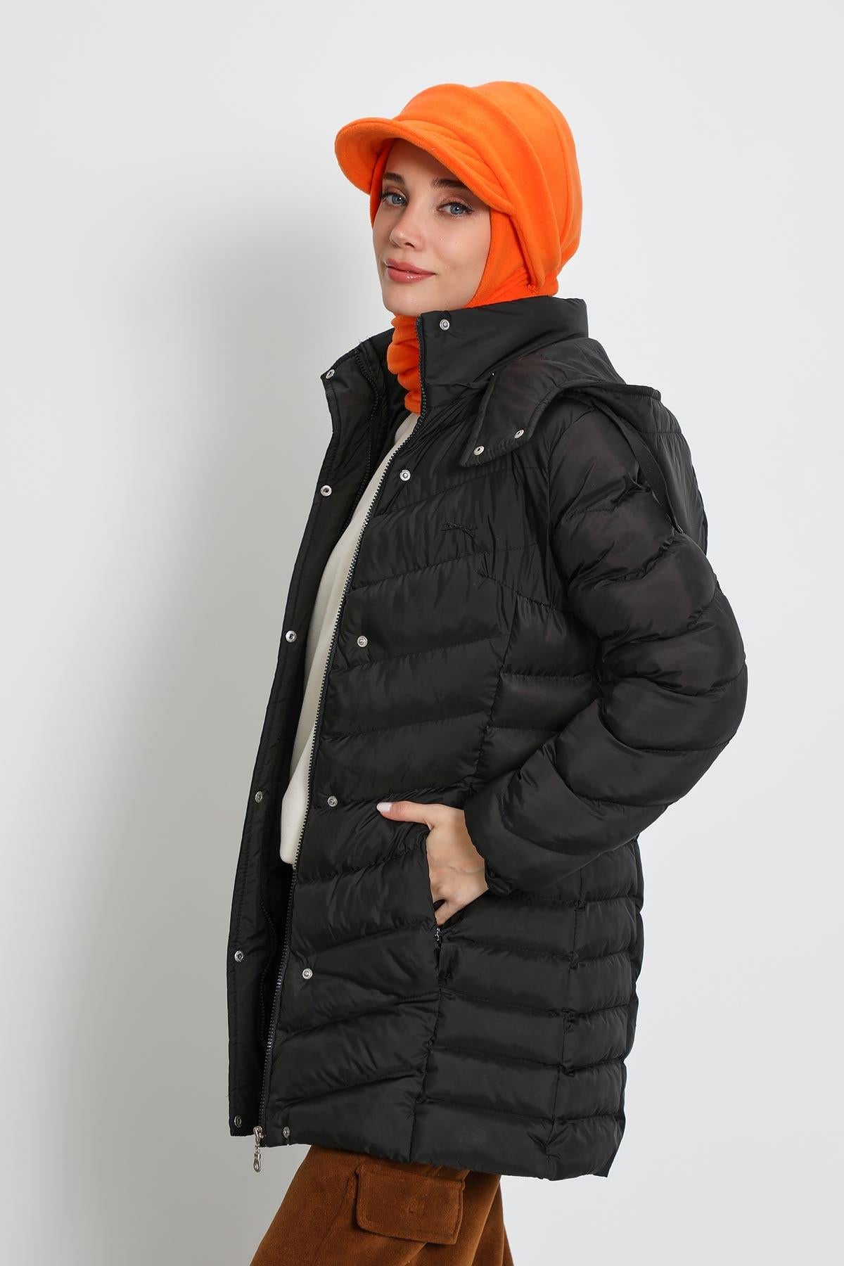 Kadın Çıkarılabilir Siperlikli Polar,Atkı Kışlık Türban,B-84PL