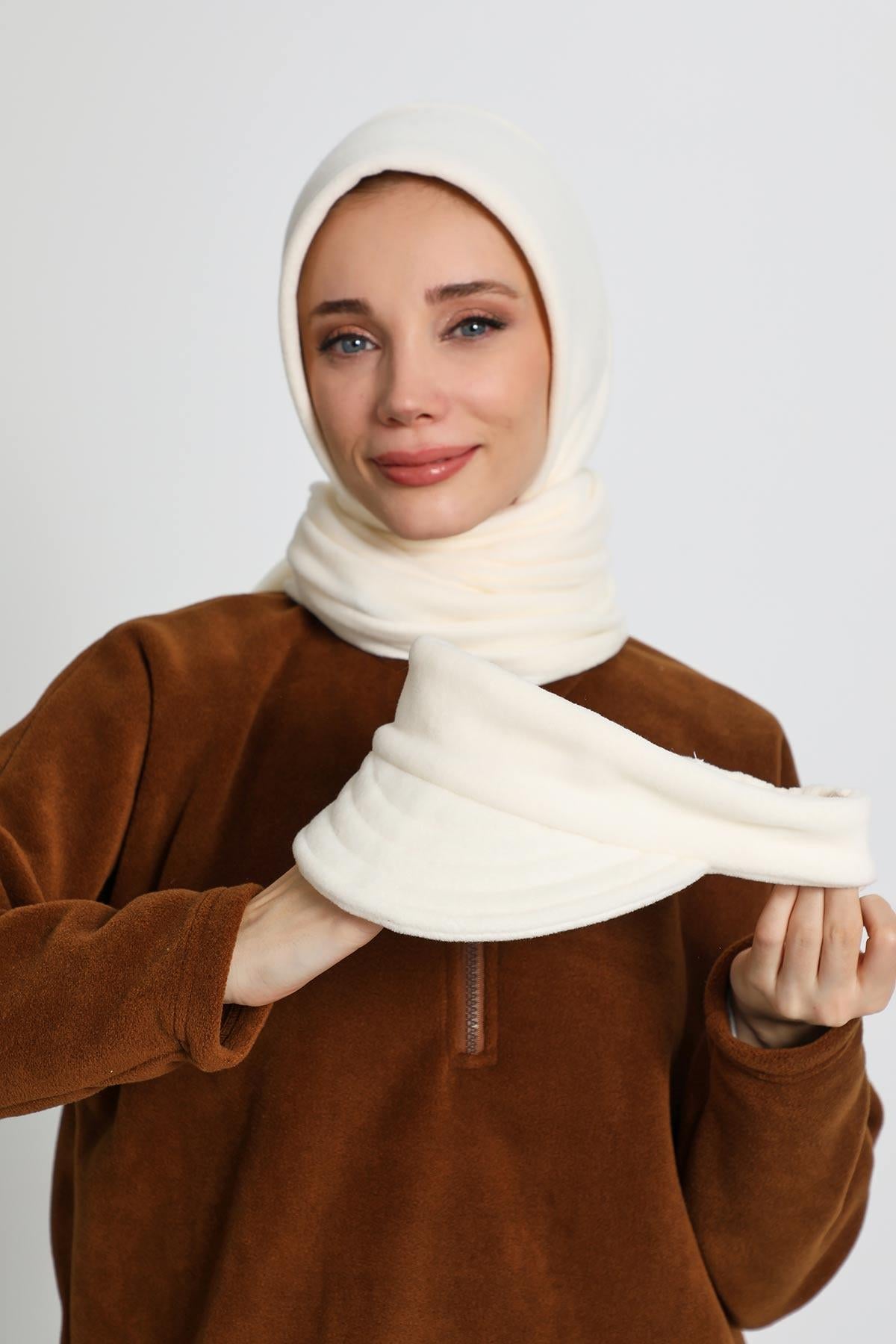 Kadın Çıkarılabilir Siperlikli Polar,Atkı Kışlık Türban,B-84PL