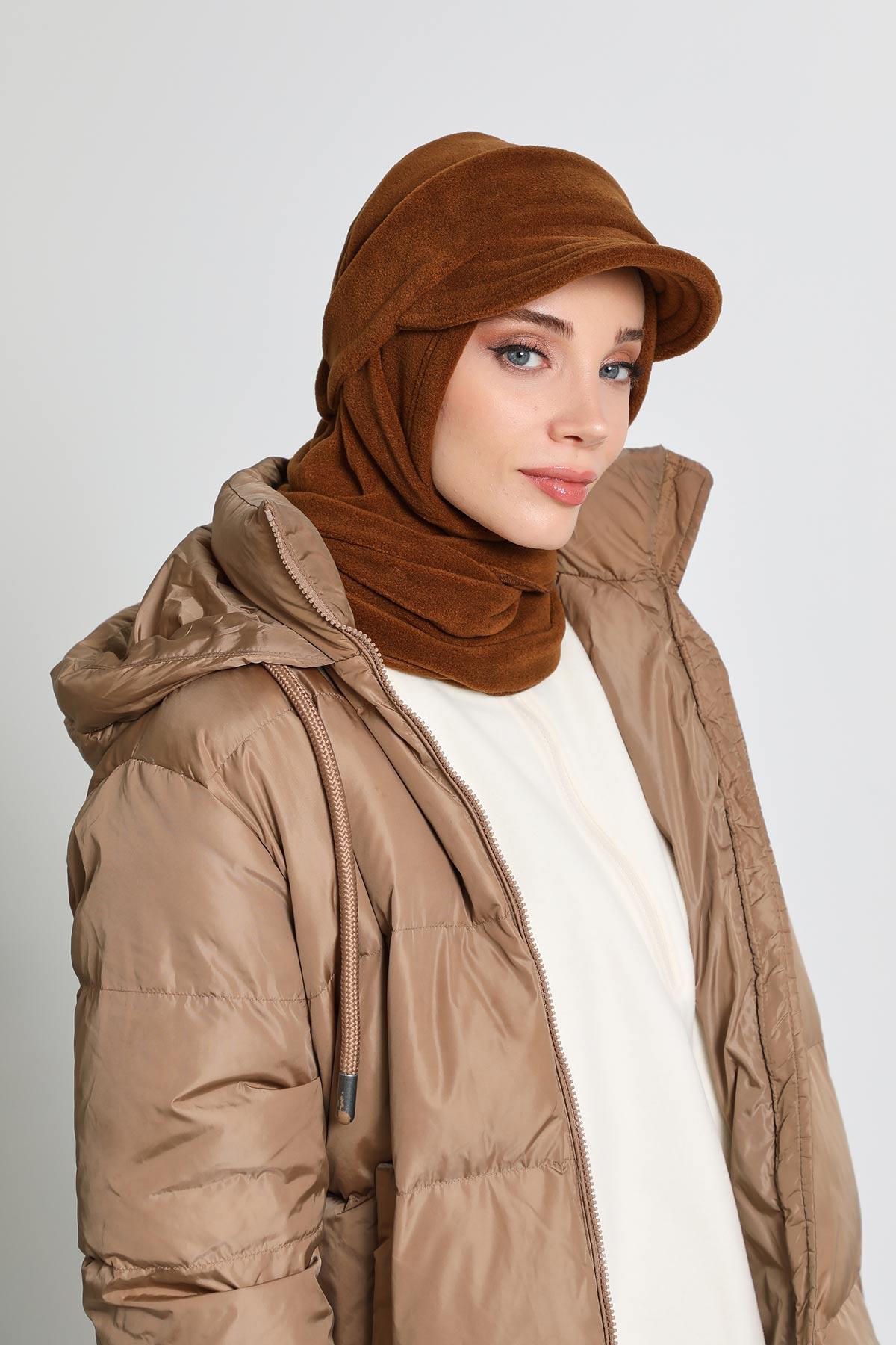 Kadın Çıkarılabilir Siperlikli Polar,Atkı Kışlık Türban,B-84PL