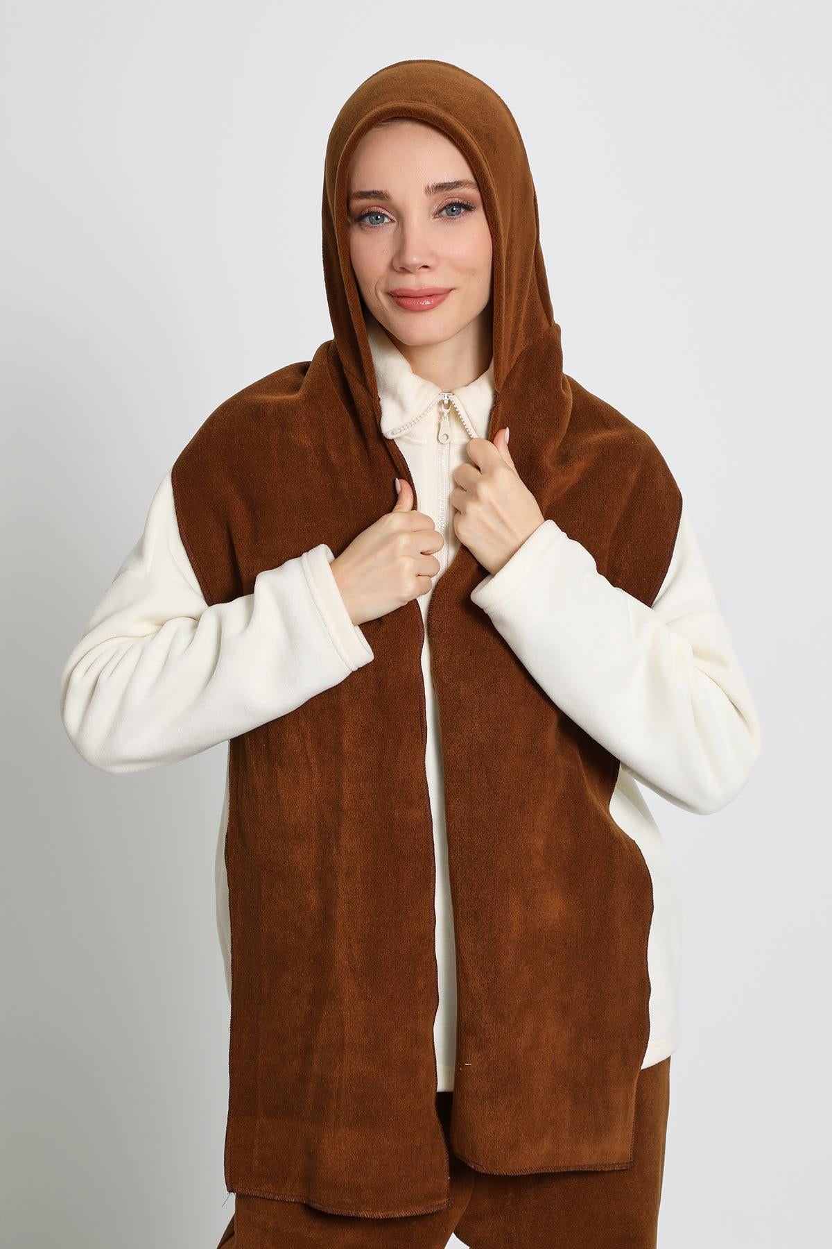 Kadın Çıkarılabilir Siperlikli Polar,Atkı Kışlık Türban,B-84PL