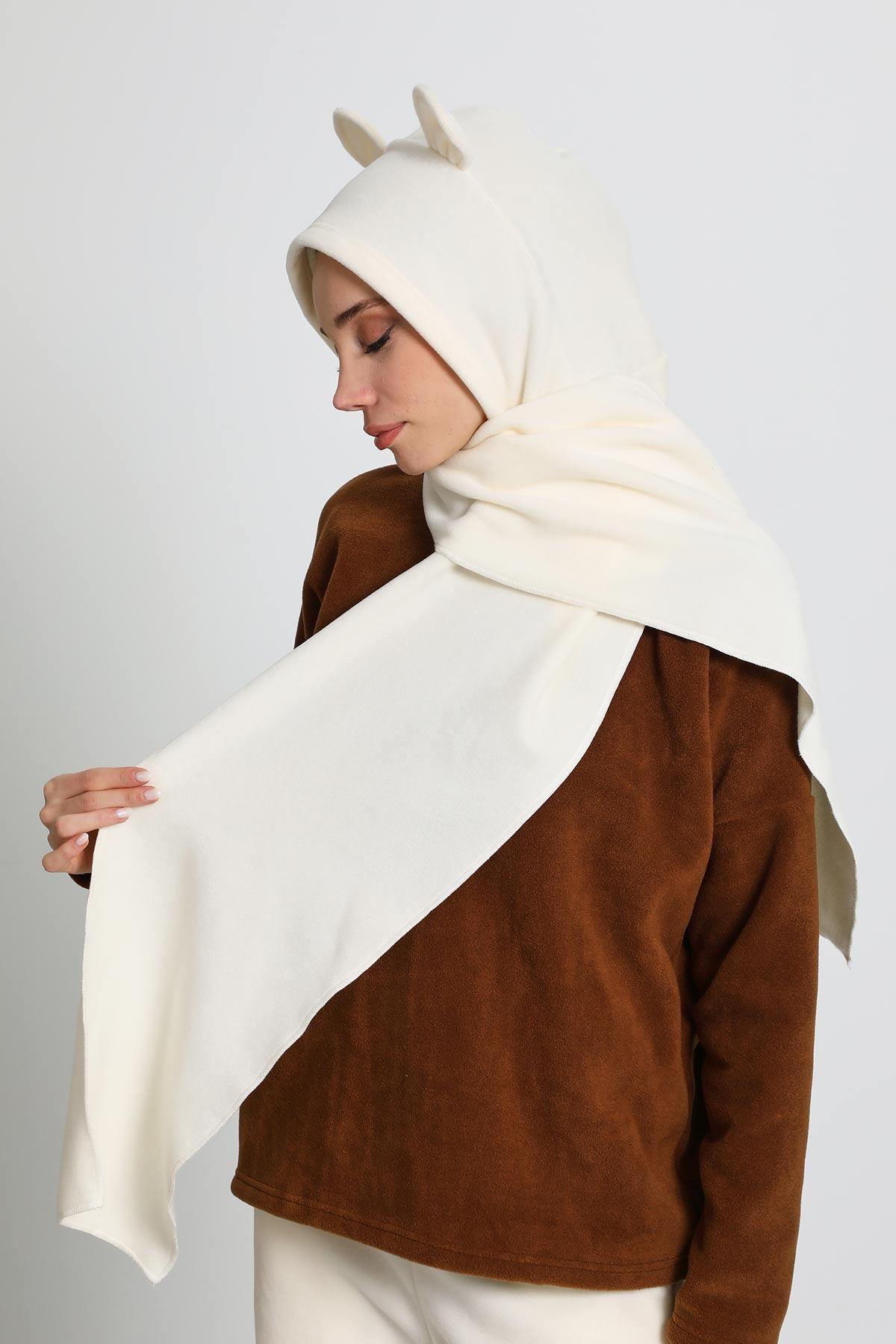 Kadın Kapüşonlu Polar Bere,Atkı,Boyunluk Şalı,Kışlık Kulaklı Şapka,B-83PL