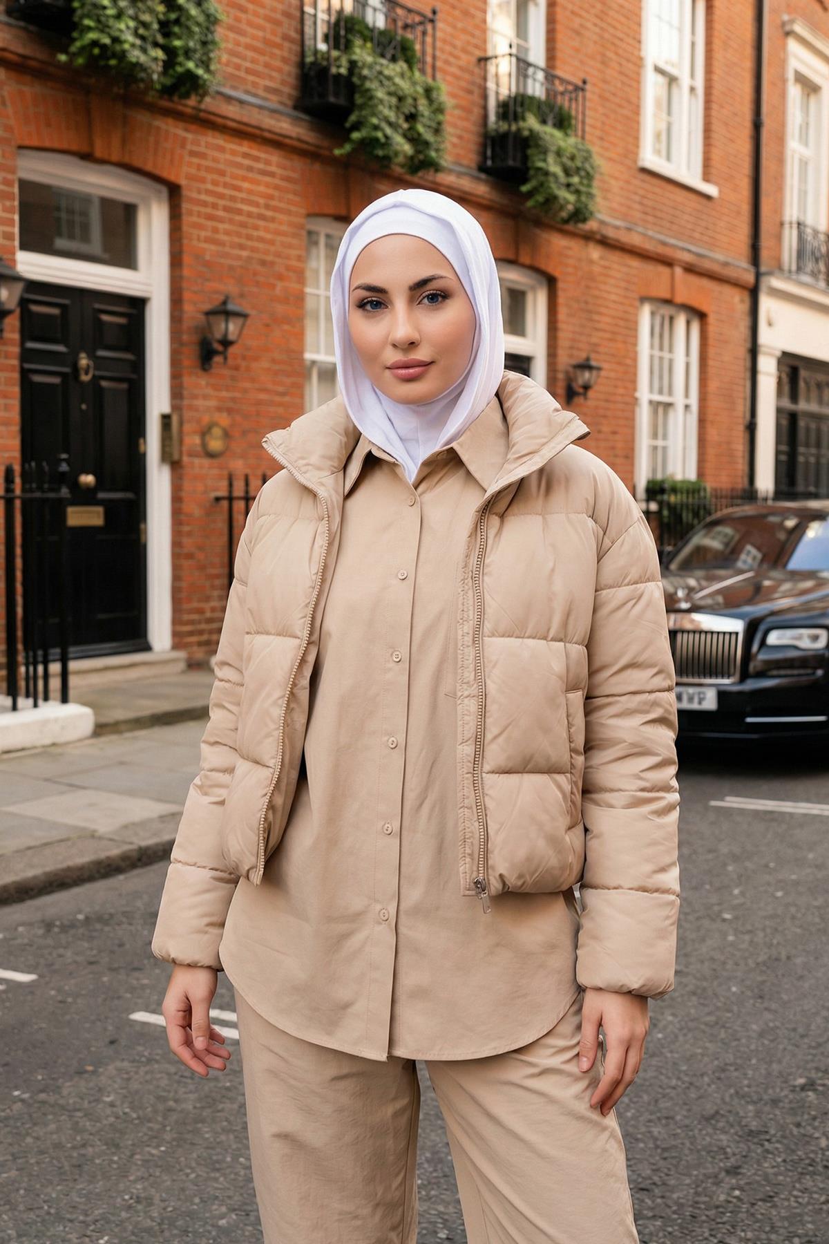 Kapşon ve Kapatıcı Özellikli Penye Kadın Hazır Bone,B-89P