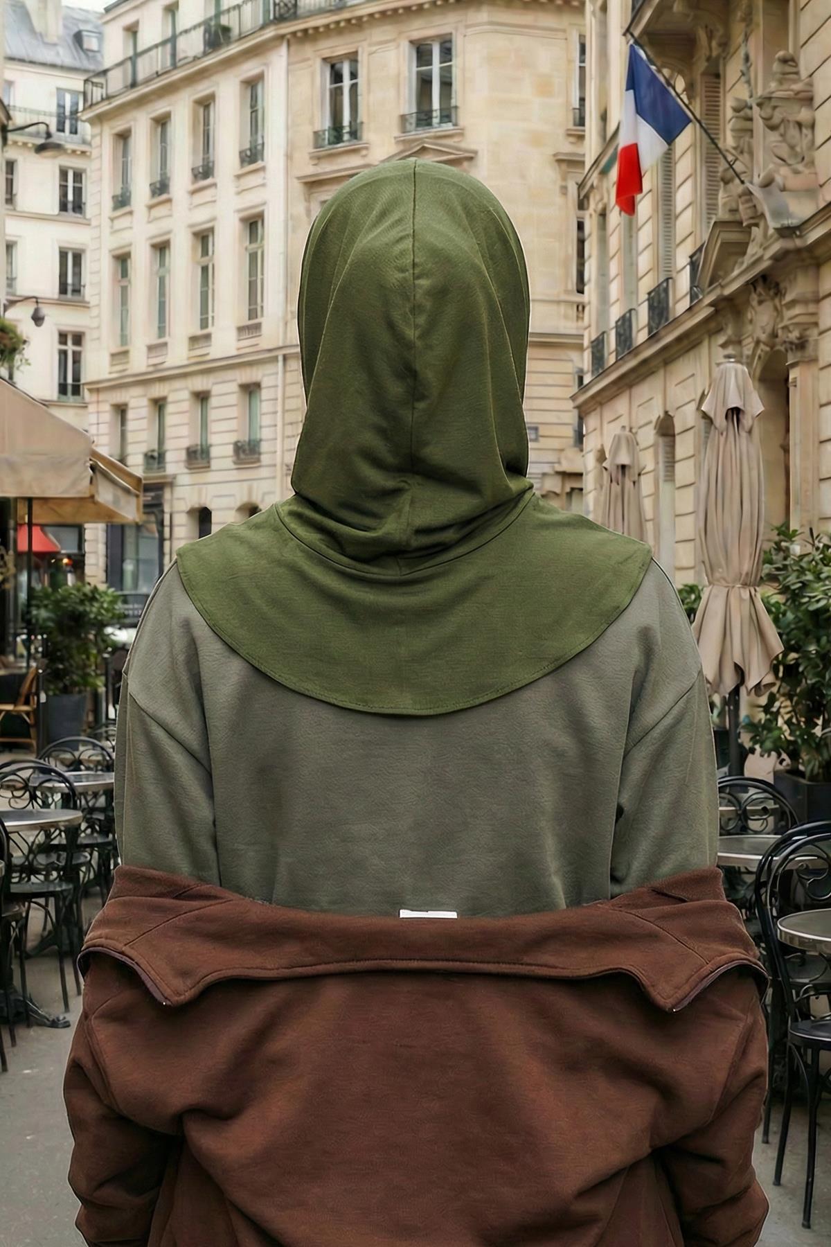 Kapşon ve Kapatıcı Özellikli Penye Kadın Hazır Bone,B-89P